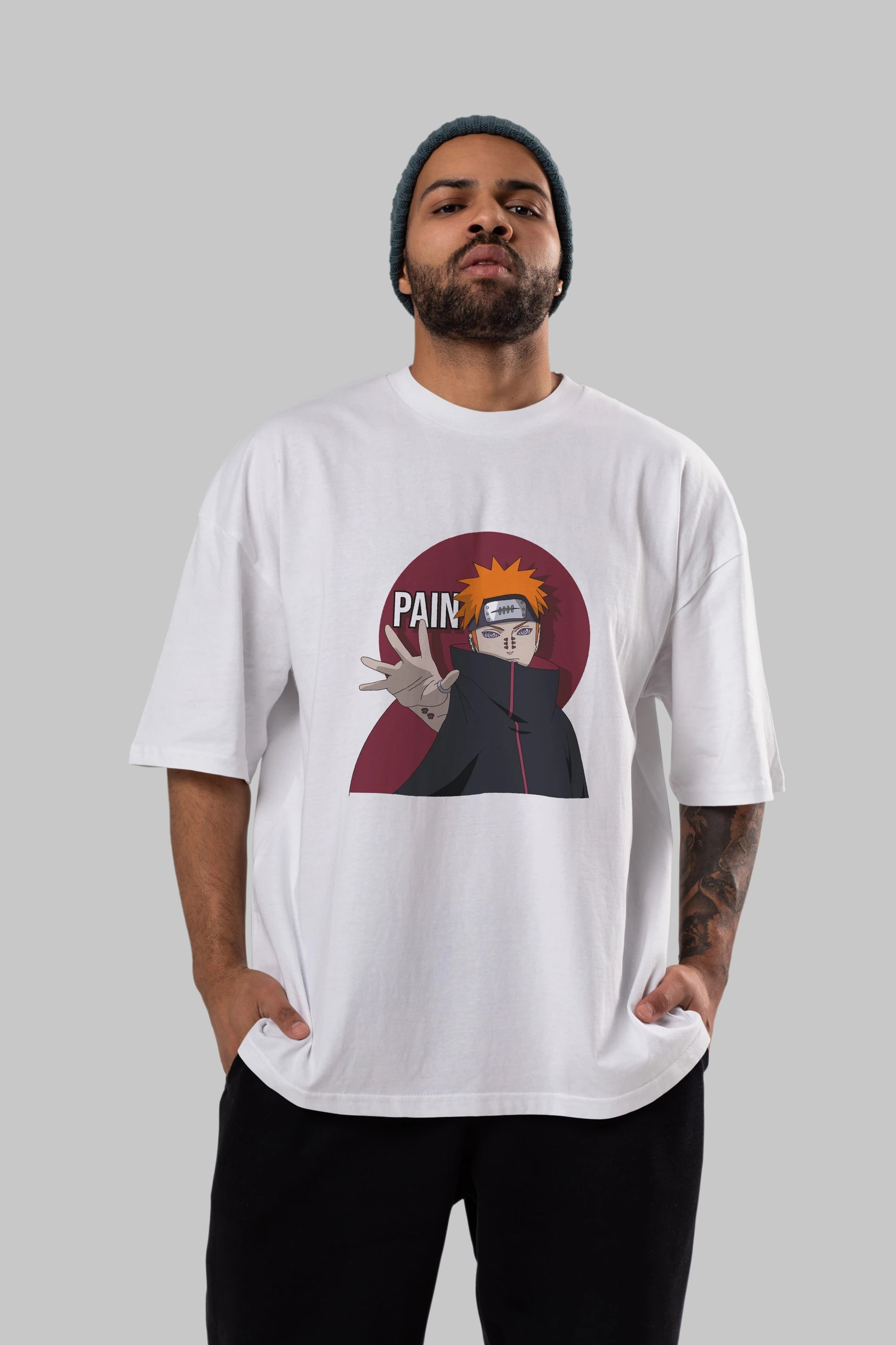 PAIN NARUTO Anime Ön Baskılı Oversize t-shirt %100 pamuk Erkek Kadın Unisex