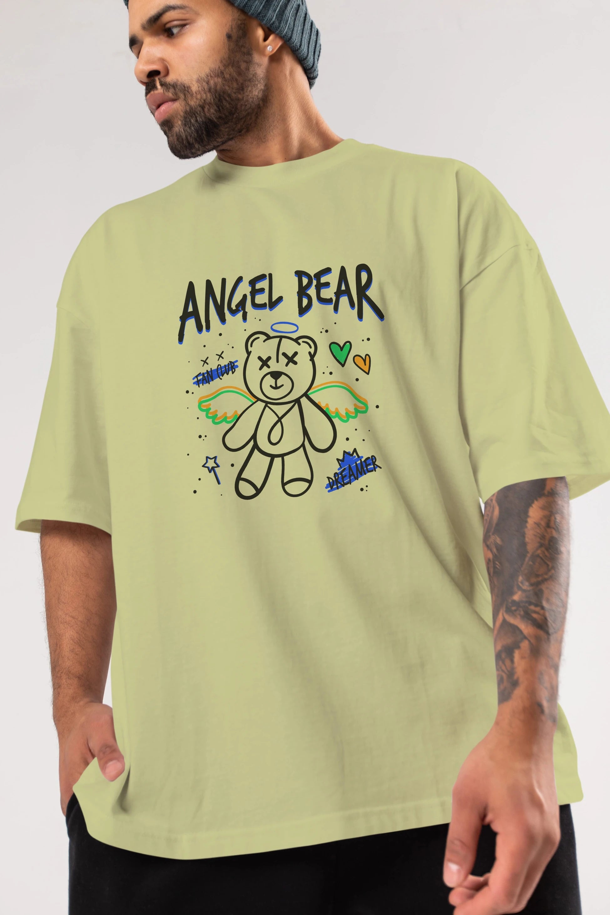 Angel Bear Ön Baskılı Oversize t-shirt Erkek Kadın Unisex