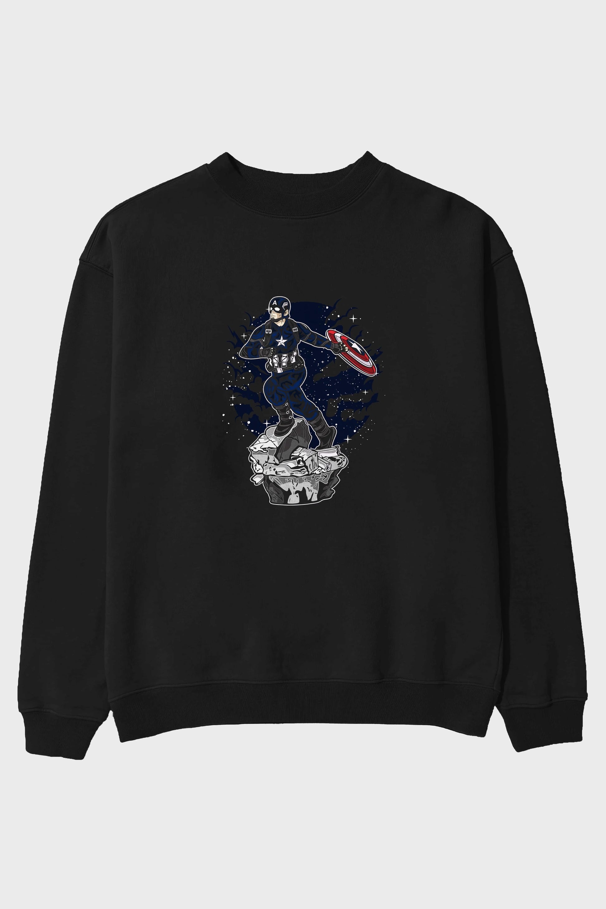 CAPTAIN AMERICA Ön Baskılı Oversize Sweatshirt Erkek Kadın Unisex