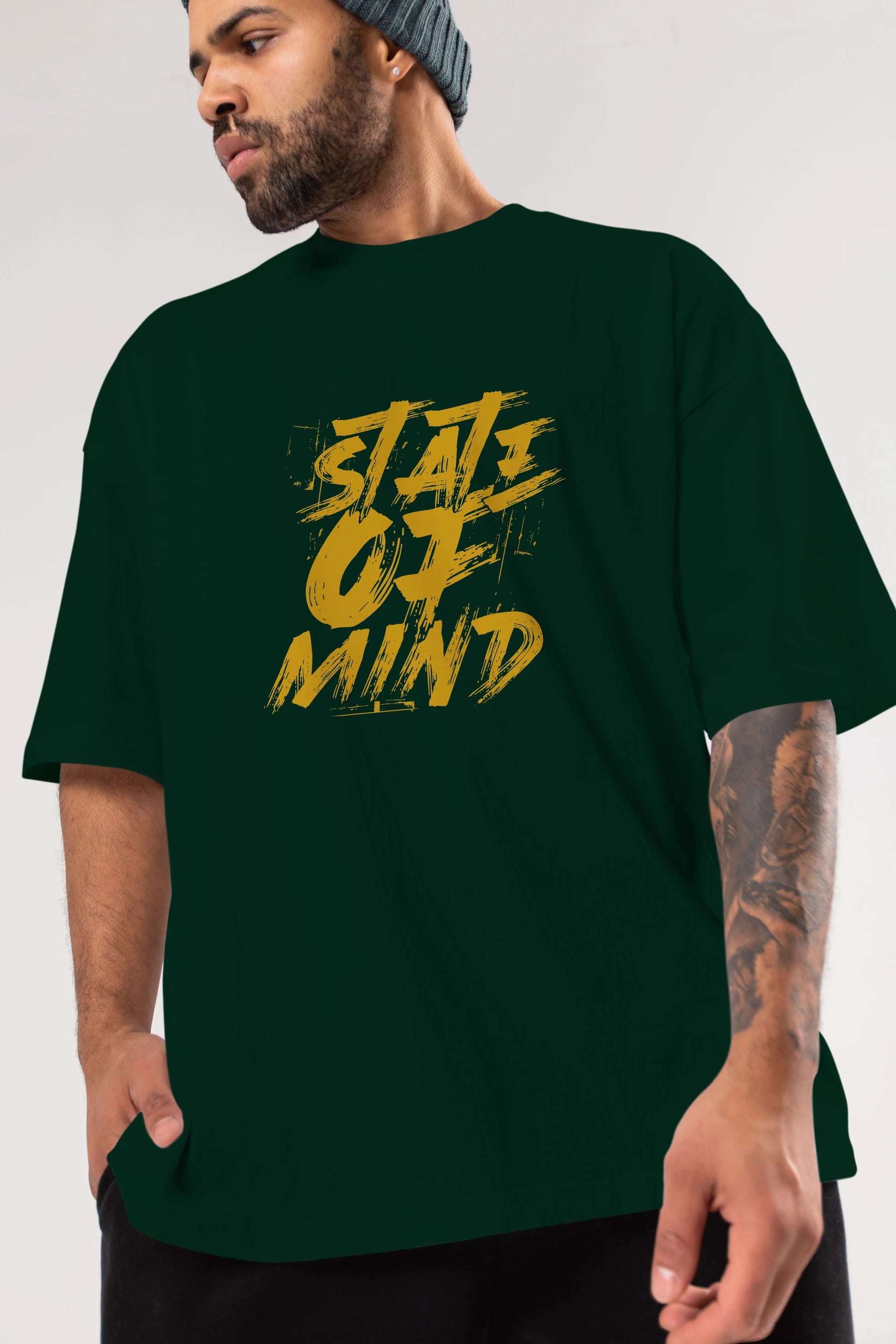 State on Mind Ön Baskılı Oversize t-shirt Erkek Kadın Unisex