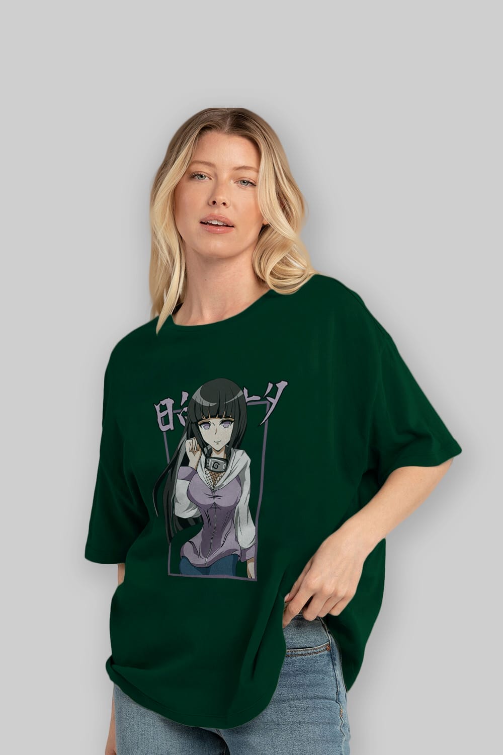 Hinata NARUTO Anime Ön Baskılı Oversize t-shirt %100 pamuk Erkek Kadın Unisex