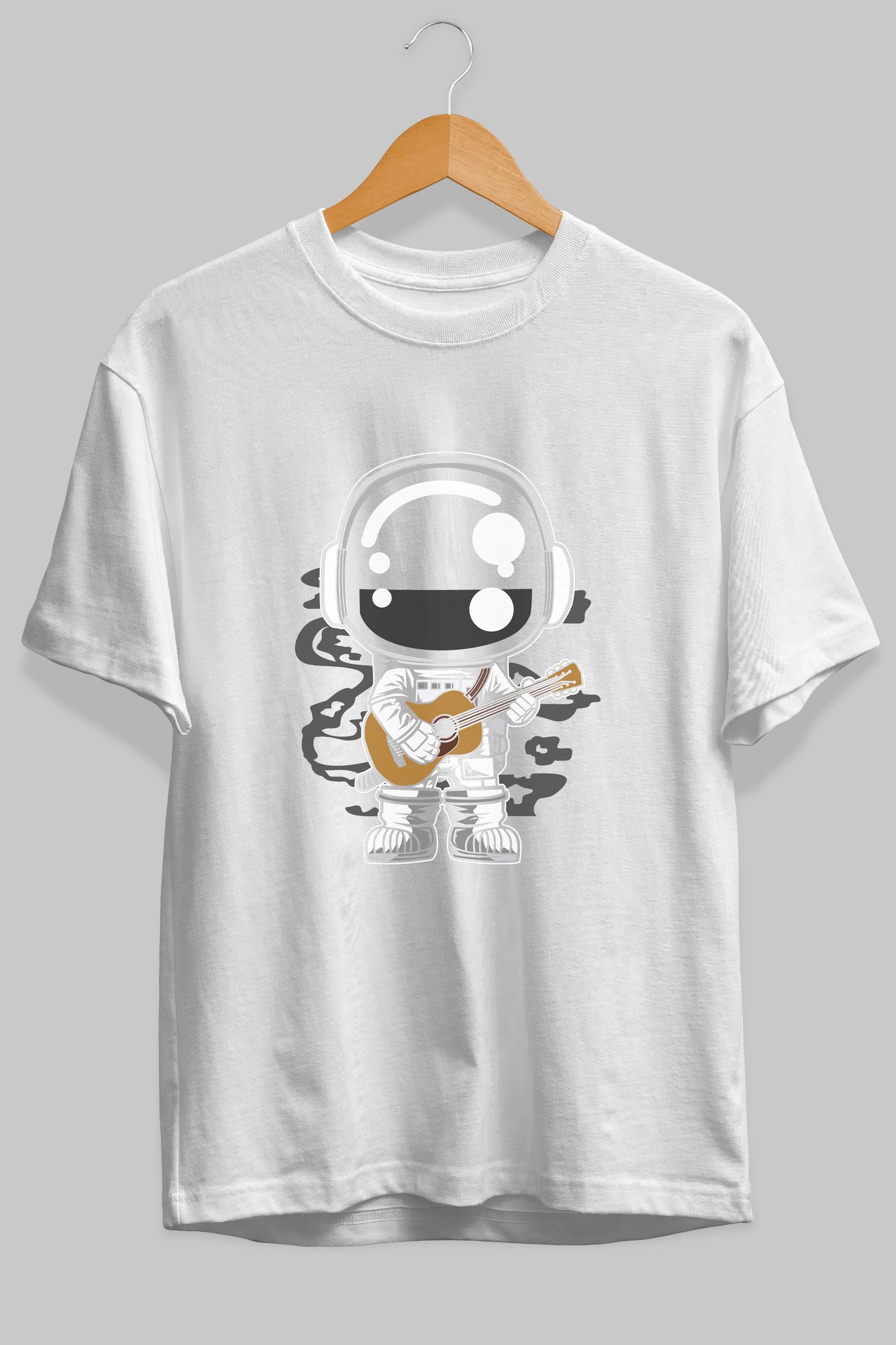 Astronaut Acoustic Guitar Ön Baskılı Oversize t-shirt Erkek Kadın Unisex