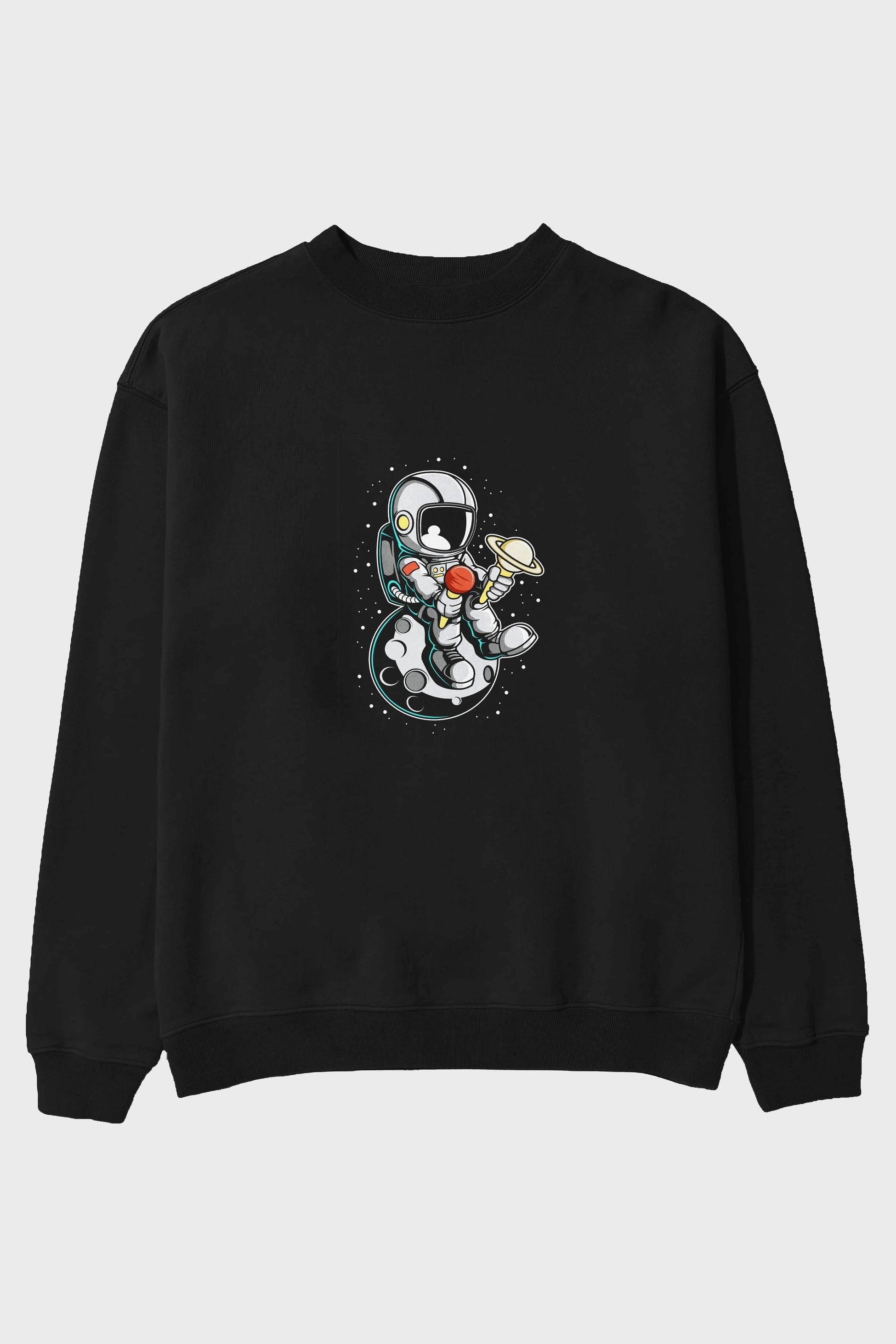 Astronaut Ice Cream (2) Ön Baskılı Oversize Sweatshirt Erkek Kadın Unisex