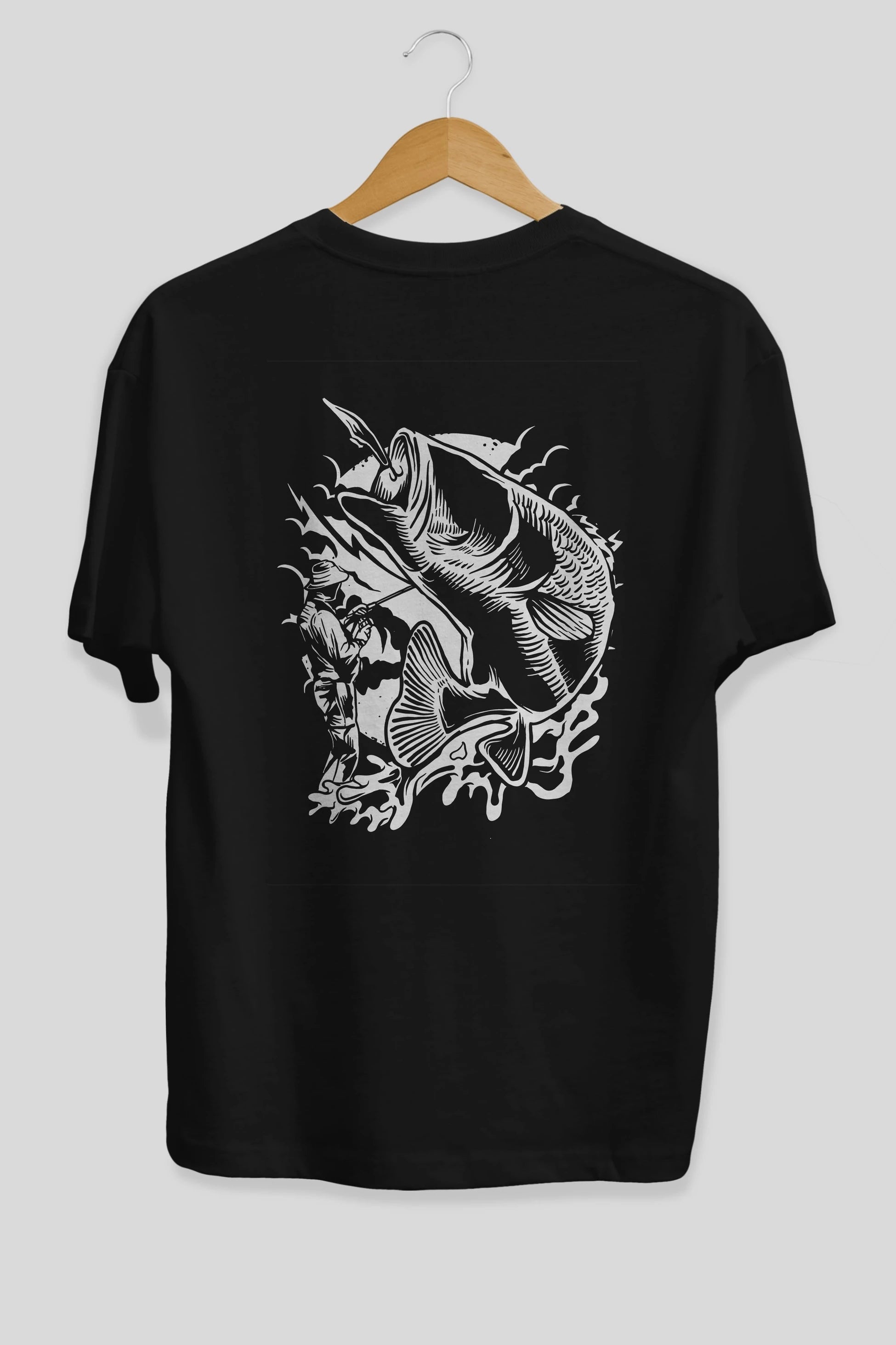 Fisherman Arka Baskılı Oversize t-shirt Erkek Kadın Unisex %100 Pamuk