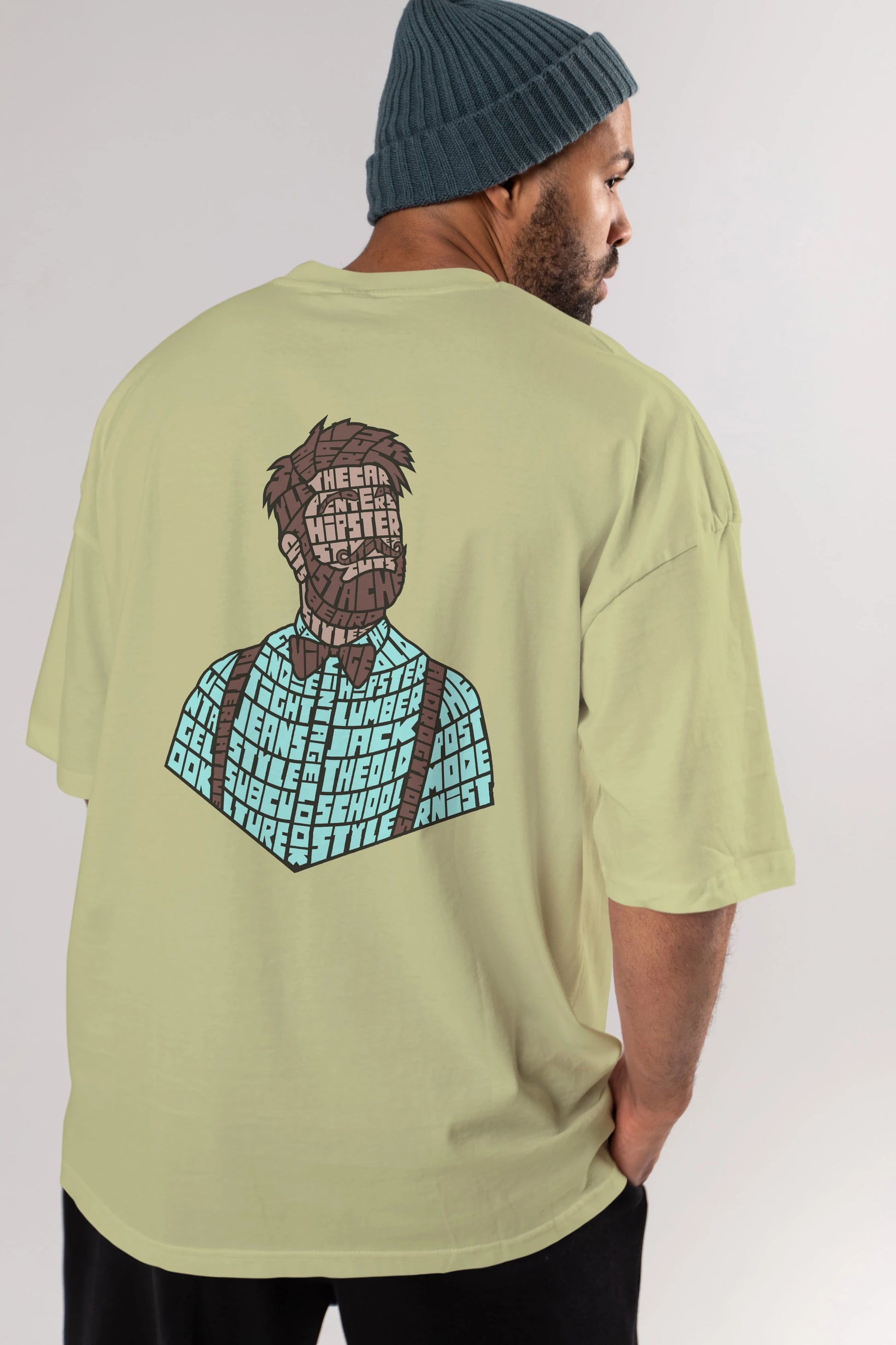 Hipster (2) Arka Baskılı Oversize t-shirt %100 pamuk Erkek Kadın Unisex
