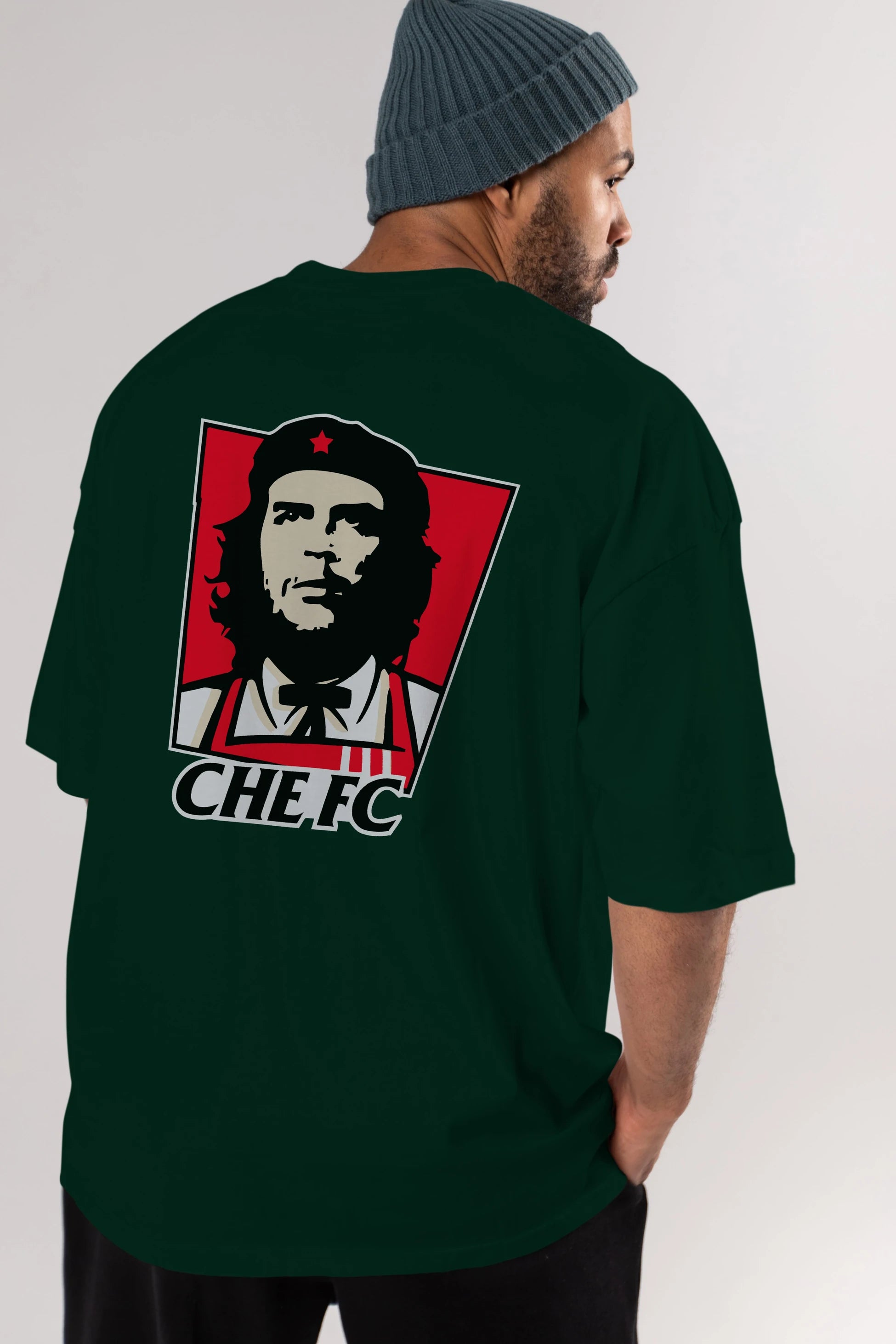 Che FC Arka Baskılı Oversize t-shirt Erkek Kadın Unisex %100 Pamuk Bisiklet Yaka tişort