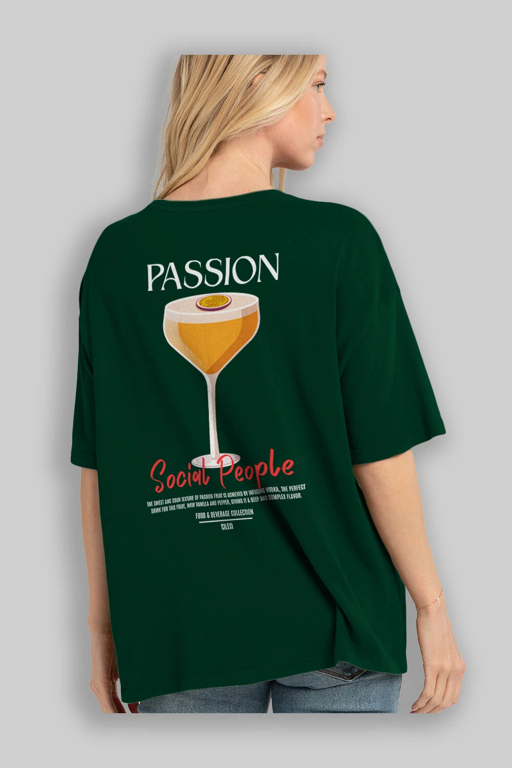 Passion Kokteyl Serisi Baskılı Oversize t-shirt Erkek Kadın Unisex %100 Pamuk Bisiklet Yaka tişort