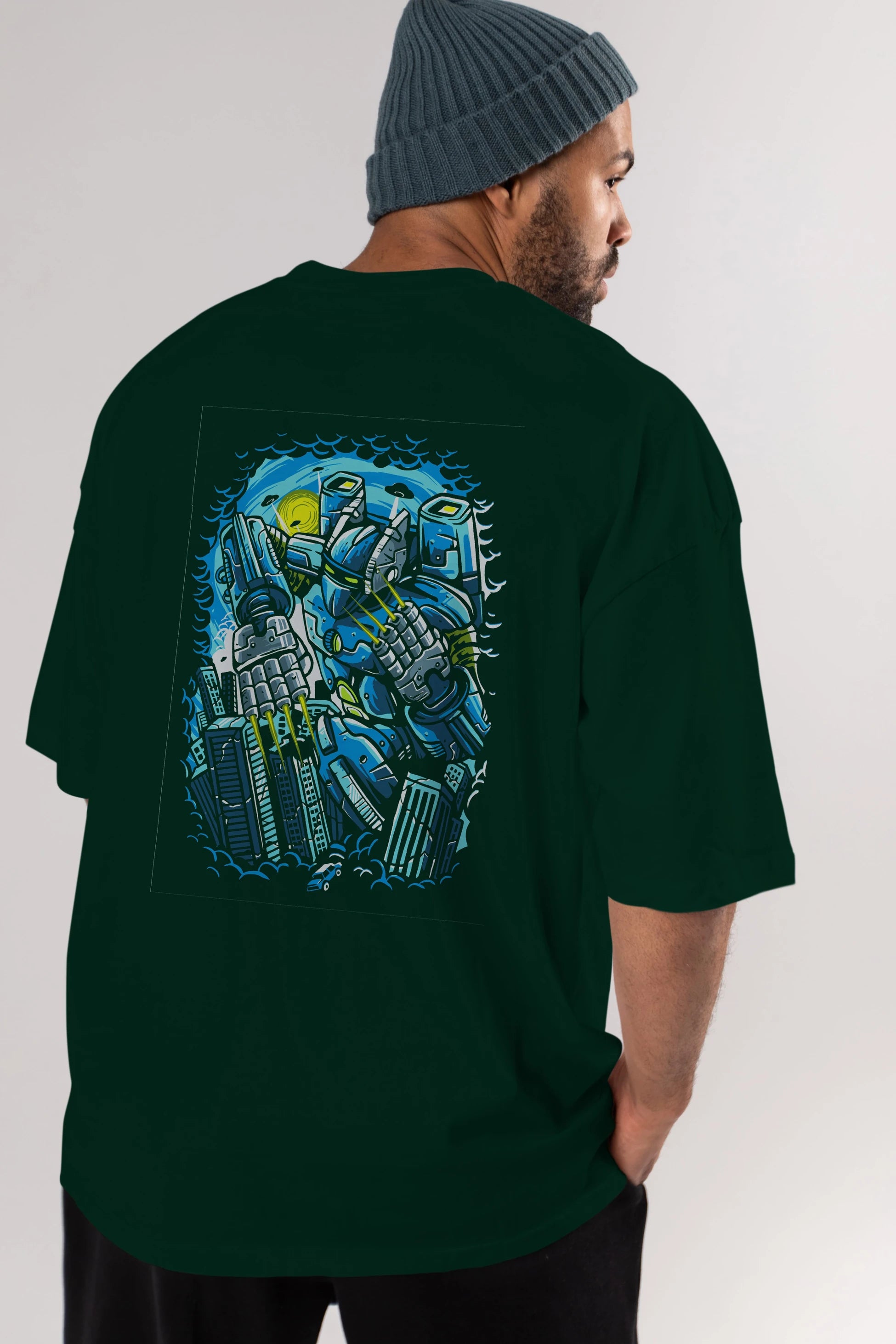 Destroy The City Arka Baskılı Oversize t-shirt Erkek Kadın Unisex %100 Pamuk