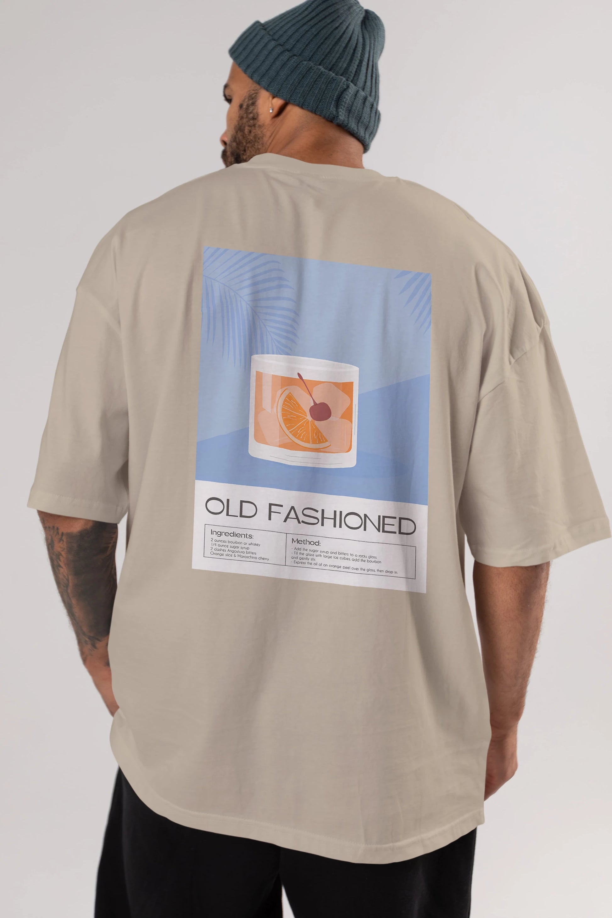 Old Fashioned 3 Arka Baskılı Oversize t-shirt Erkek Kadın Unisex %100 Pamuk Bisiklet Yaka tişort
