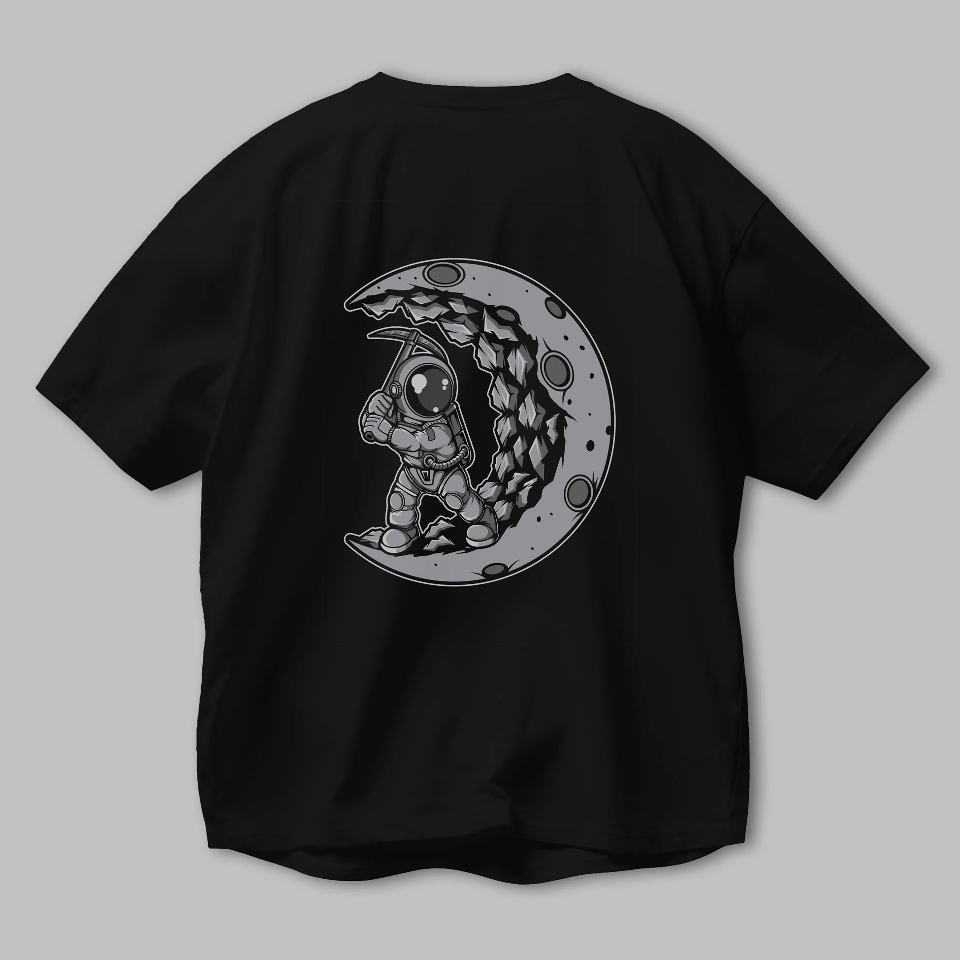 Astronaut Moon Digger Arka Baskılı Oversize t-shirt Erkek Kadın Unisex