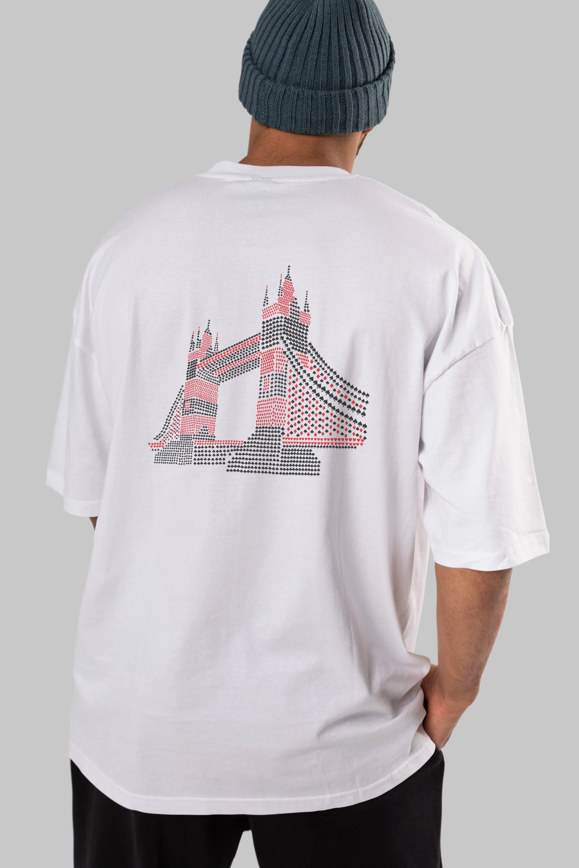 The Bridge Arka Baskılı Oversize t-shirt %100 pamuk Erkek Kadın Unisex