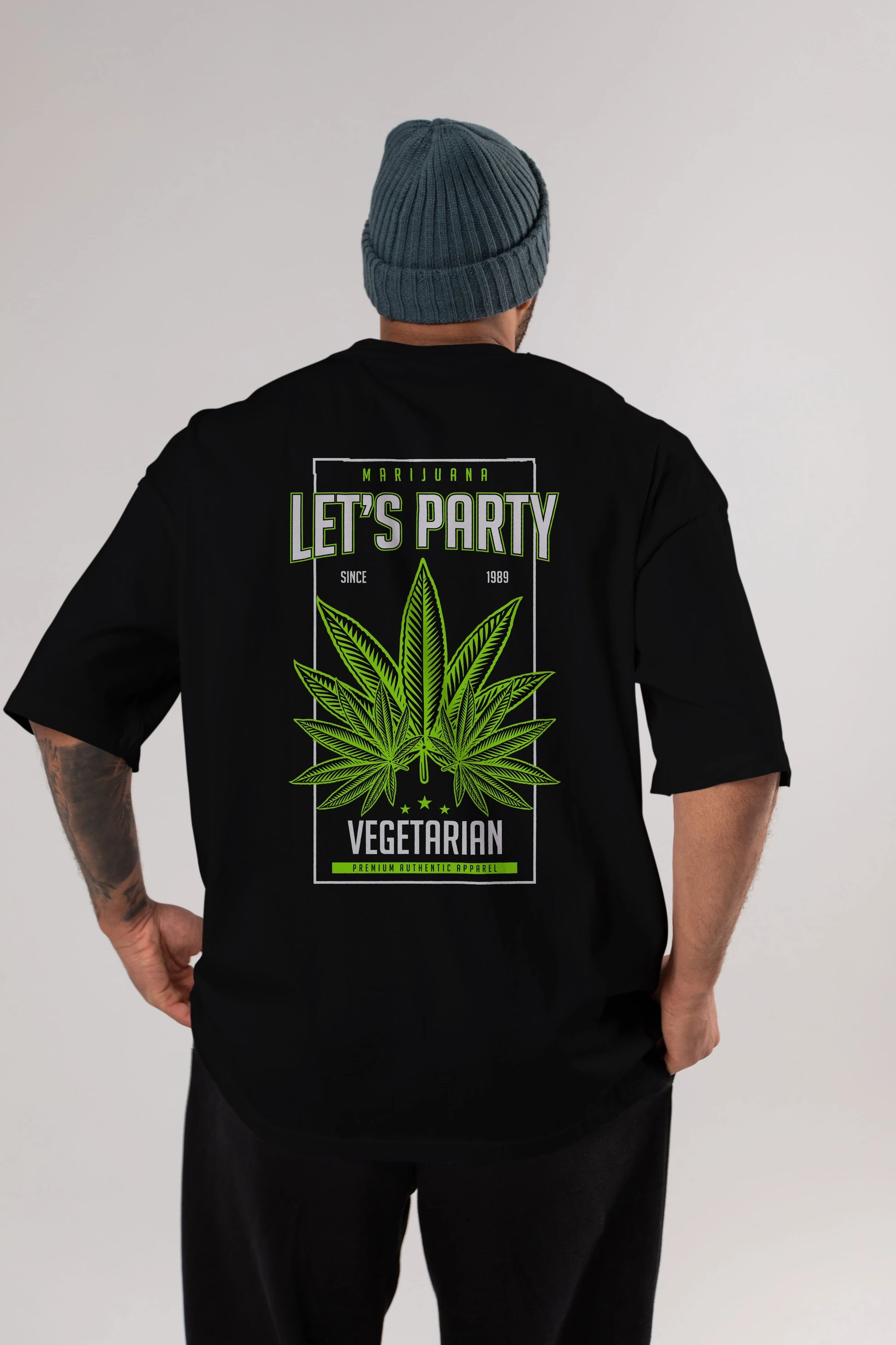 Lets Party Arka Baskılı Oversize t-shirt Erkek Kadın Unisex