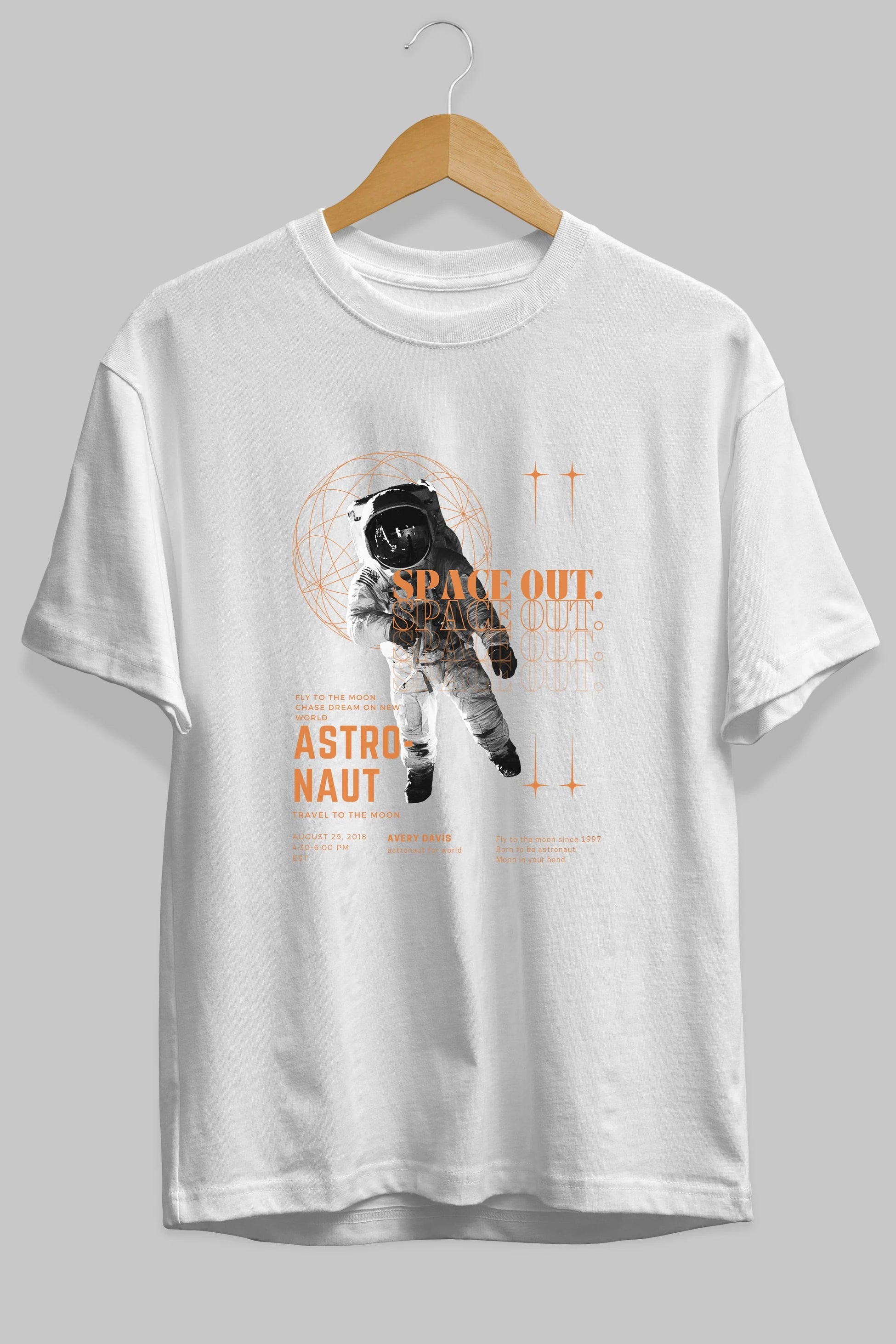 Astronaut Space Out Yazılı Ön Baskılı Oversize t-shirt Erkek Kadın Unisex