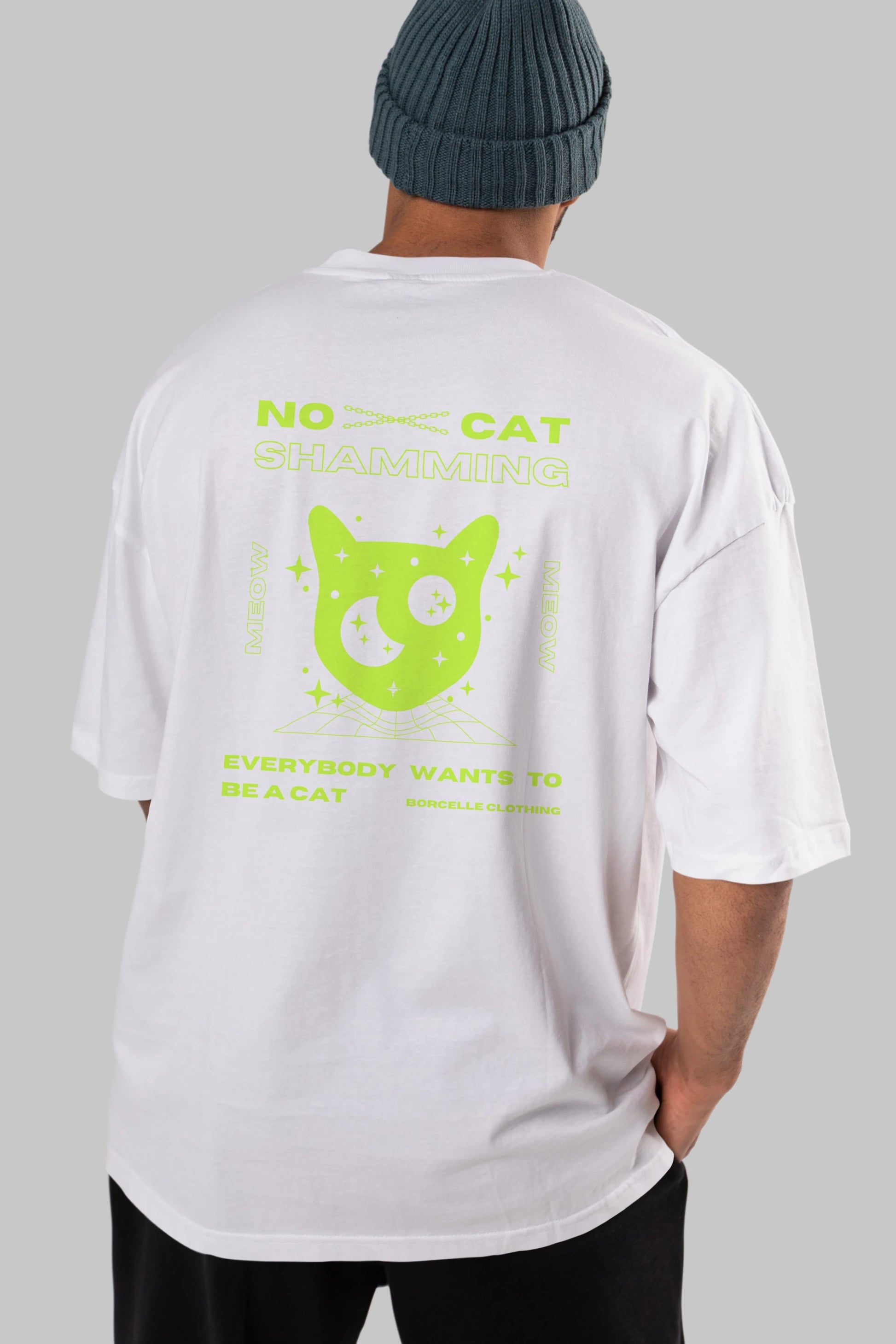 No Cat Shamming Yazılı Arka Baskılı Oversize t-shirt Erkek Kadın Unisex