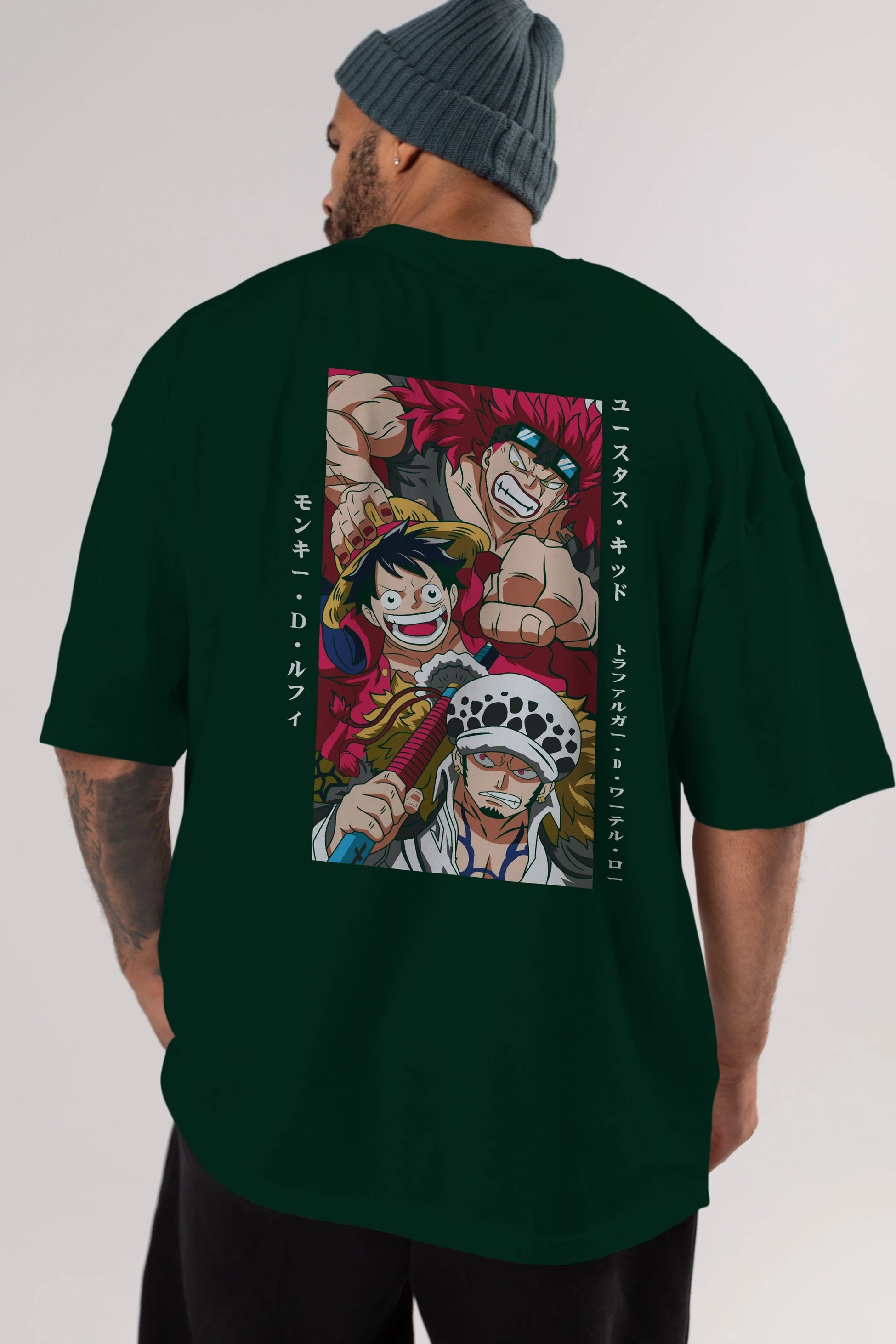 SUPER NOVAS one piece Anime Arka Baskılı Oversize t-shirt Erkek Kadın Unisex