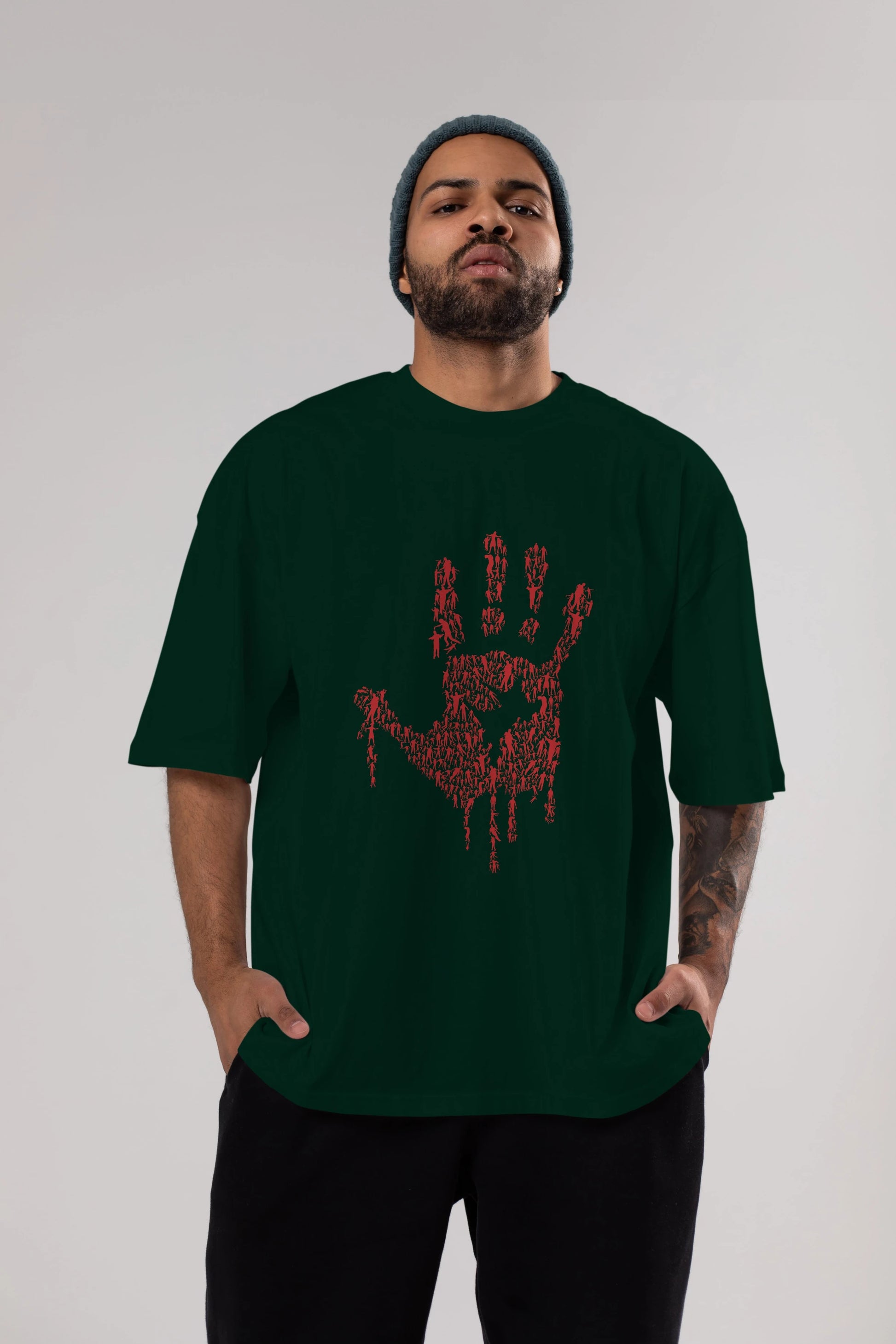 Hand Of Zombies Ön Baskılı Oversize t-shirt %100 pamuk Erkek Kadın Unisex