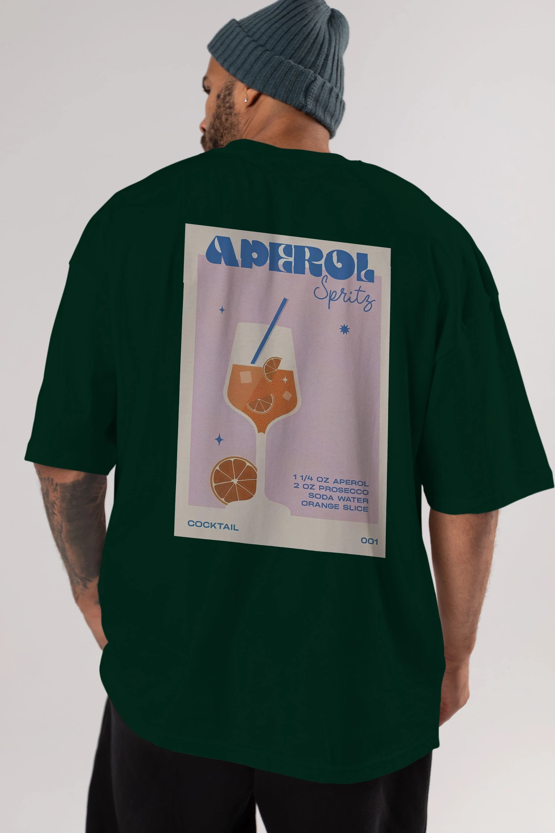 Aperol Spritz Arka Baskılı Oversize t-shirt Erkek Kadın Unisex %100 Pamuk Bisiklet Yaka tişort