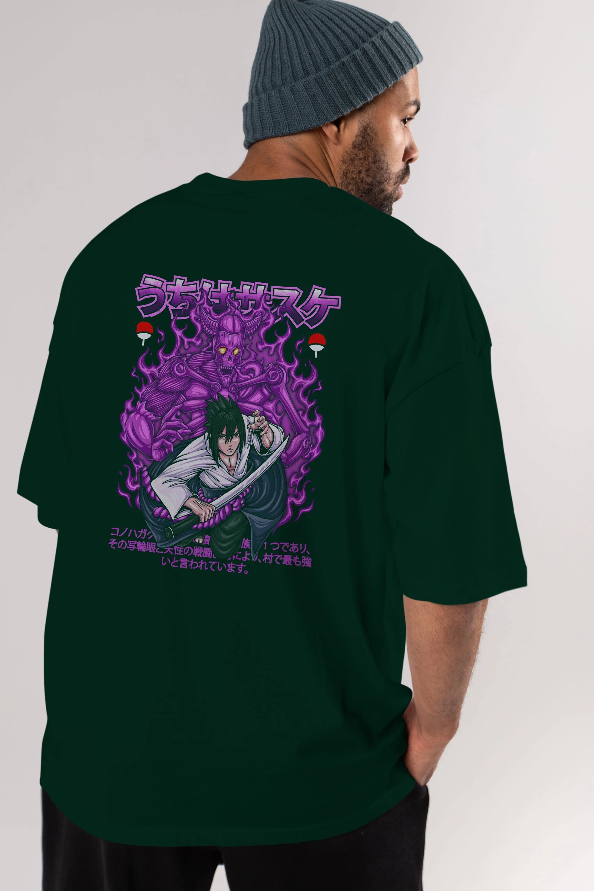 SASUKE UCHIHA NARUTO Anime Arka Baskılı Oversize t-shirt Erkek Kadın Unisex