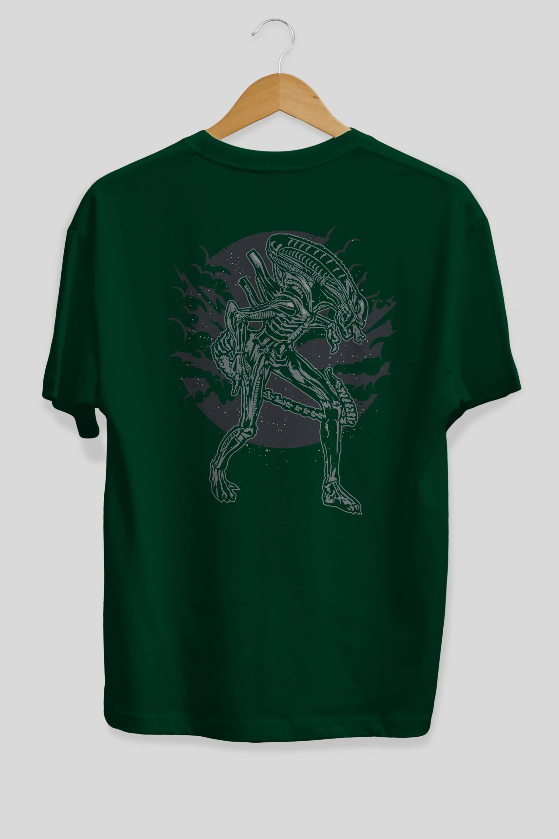 Xenomorph Arka Baskılı Oversize t-shirt Erkek Kadın Unisex %100 Pamuk