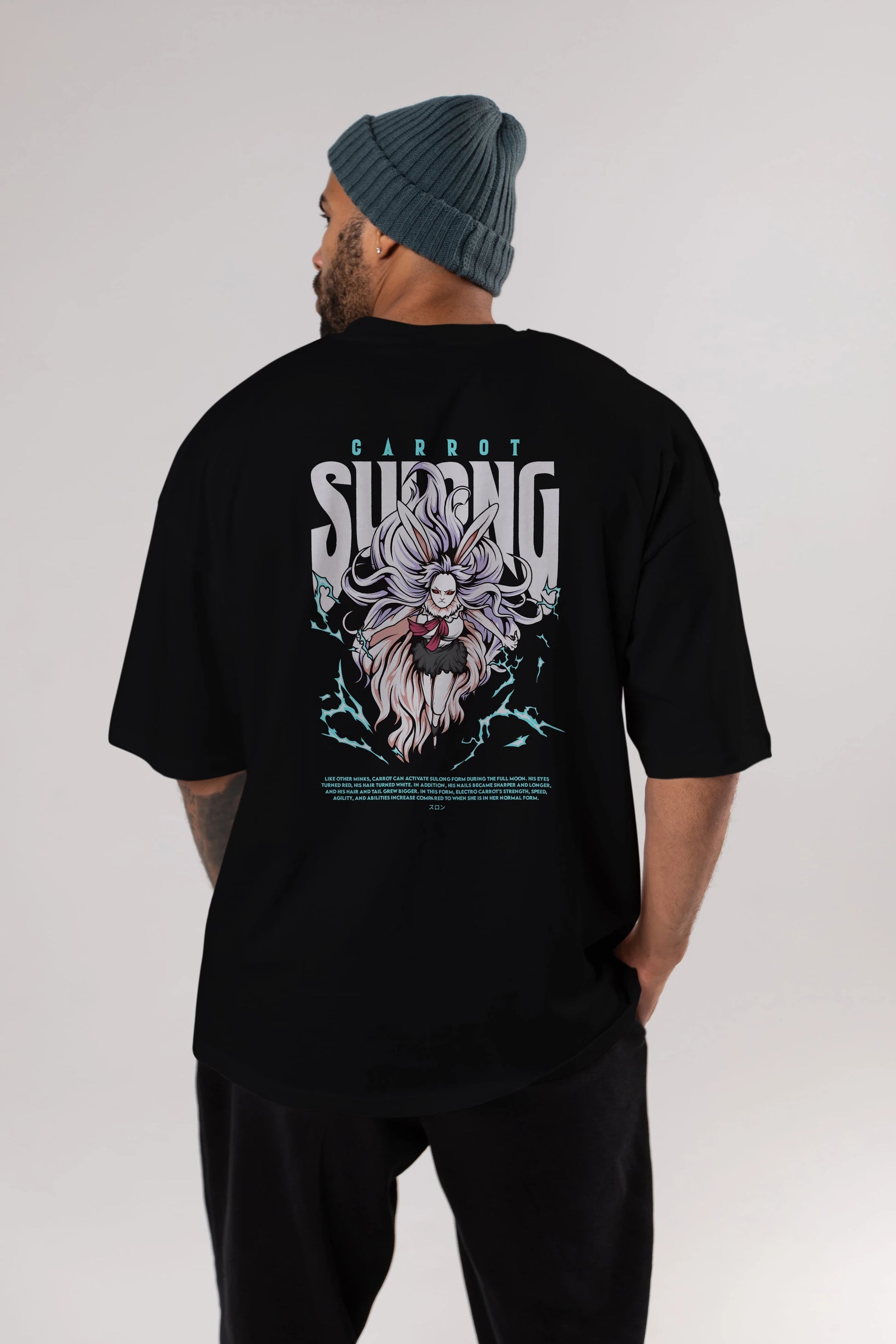 Carrot Sulong Anime Arka Baskılı Oversize t-shirt Erkek Kadın Unisex