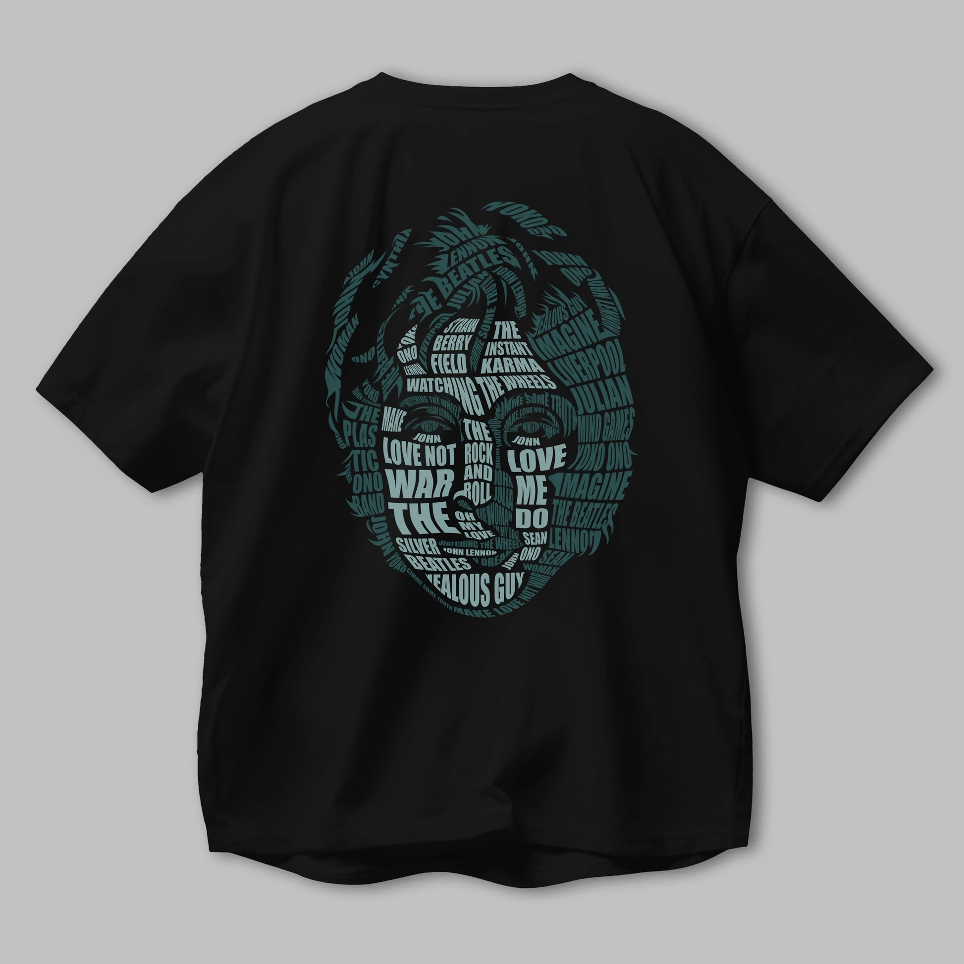 John Lennon Calligram Arka Baskılı Oversize t-shirt %100 pamuk Erkek Kadın Unisex