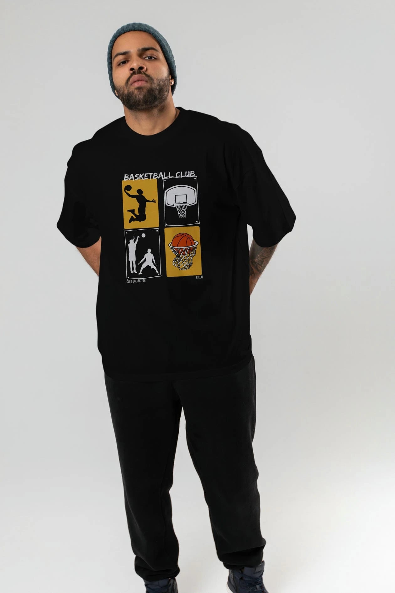 Basketball Club ön Baskılı Oversize t-shirt Erkek Kadın %100 Pamuk Bisiklet Yaka tişort