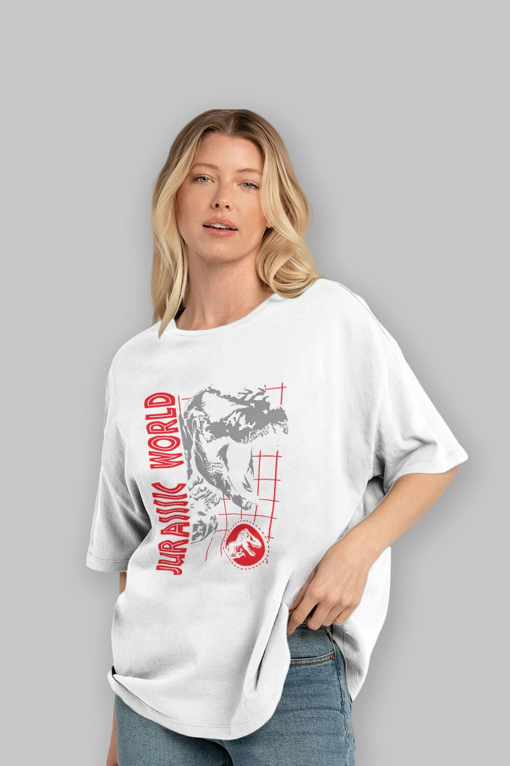 Jurassic Park (2) Ön Baskılı Oversize t-shirt Erkek Kadın Unisex %100 Pamuk Bisiklet Yaka tişort