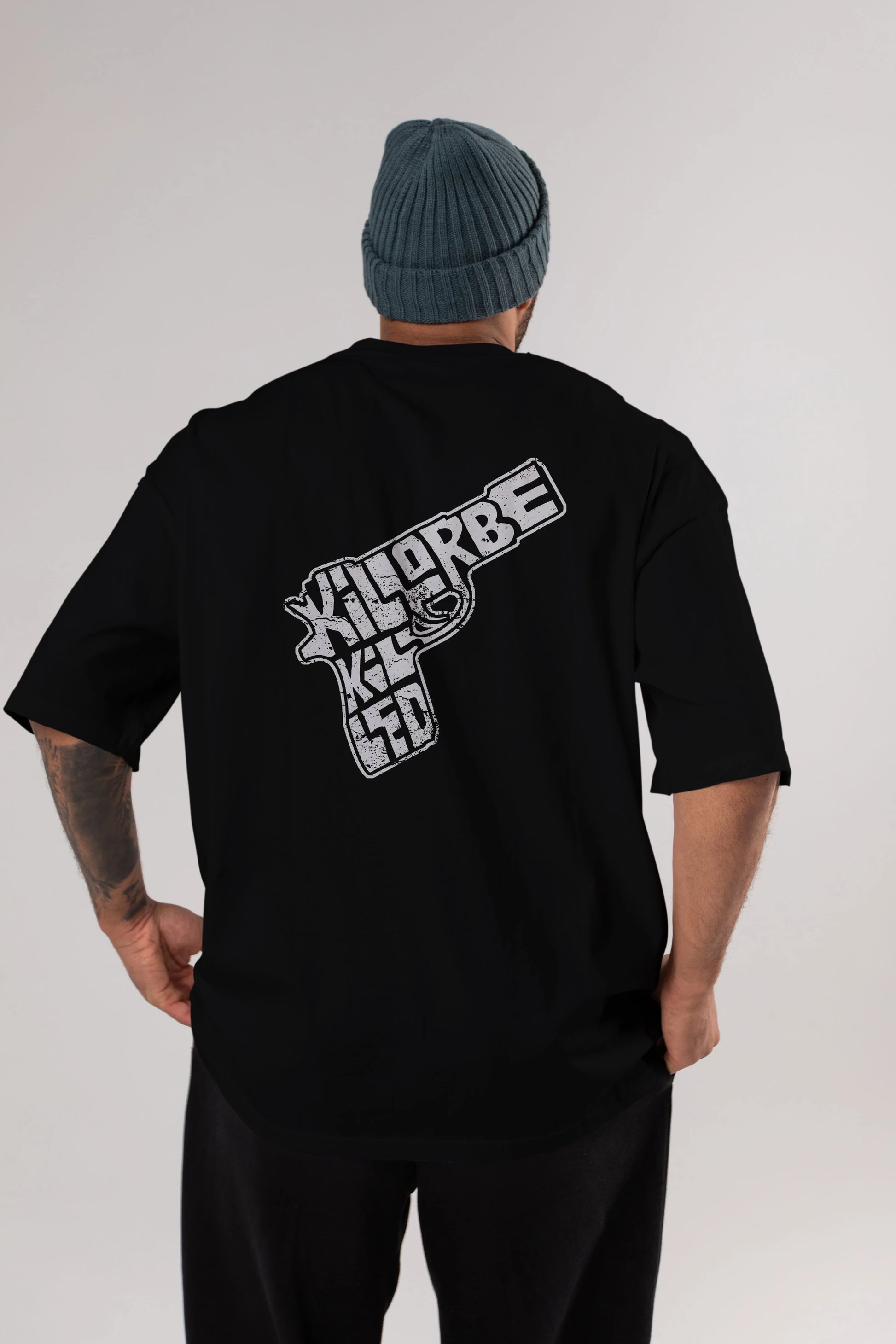 Kill Or Be Killed Arka Baskılı Oversize t-shirt %100 pamuk Erkek Kadın Unisex