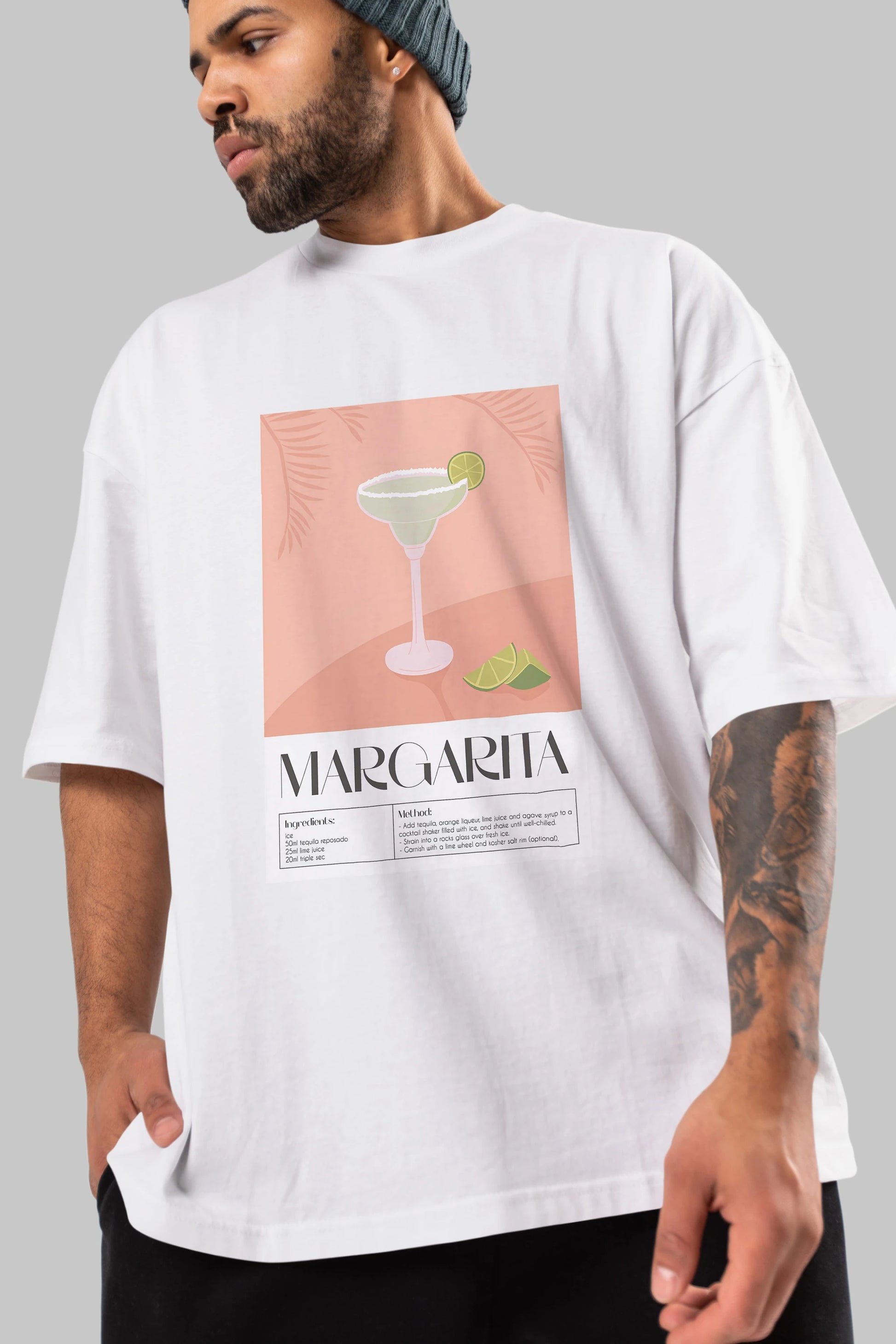 Margarita 5 Ön Baskılı Oversize t-shirt Erkek Kadın Unisex %100 Pamuk Bisiklet Yaka tişort