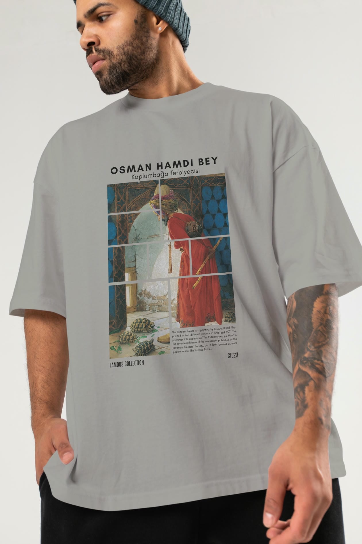 Osman Hamdi Bey ön Baskılı Oversize t-shirt Erkek Kadın Bisiklet Yaka Pamuk tişort