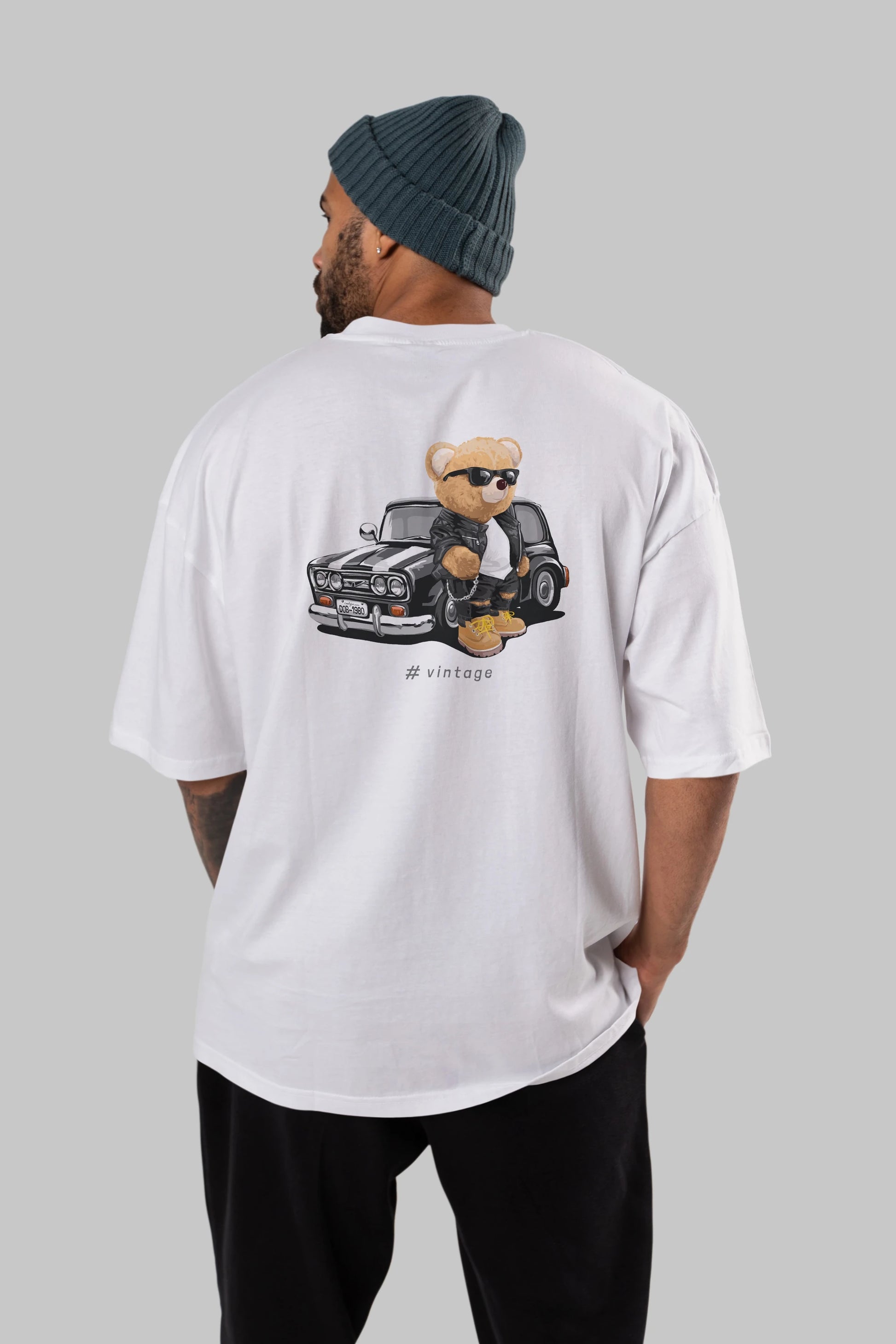 Teddy Bear Vintage Arka Baskılı Oversize t-shirt Erkek Kadın Unisex %100 Pamuk