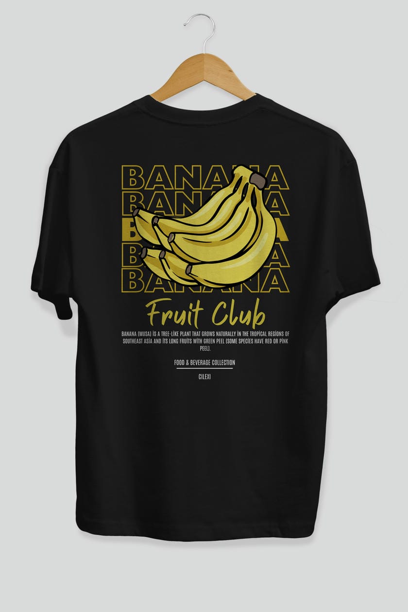 Banana Arka Baskılı Oversize t-shirt Erkek Kadın Pamuk Bisiklet Yaka tişort