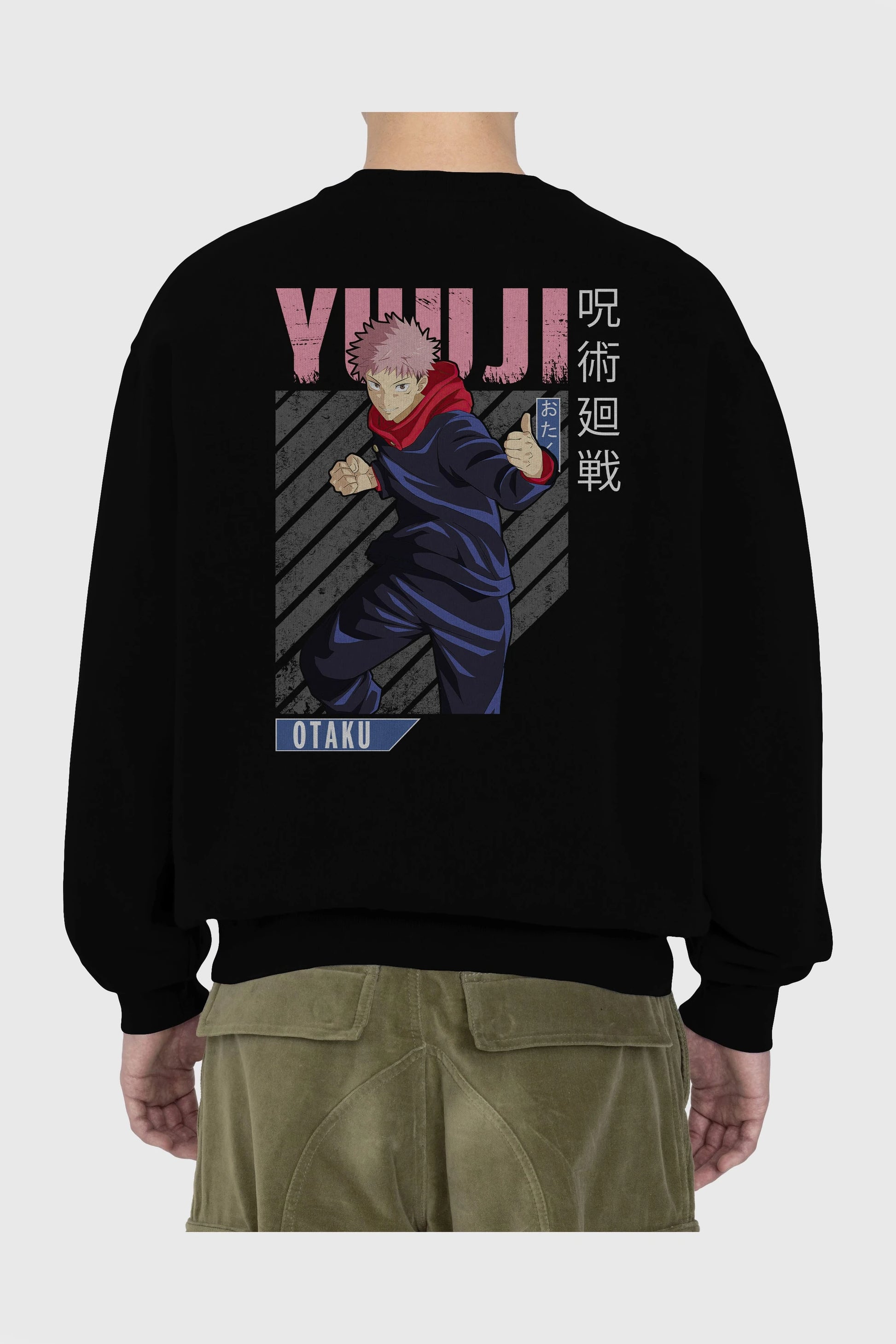 Yuuji Itadori Anime Arka Baskılı Oversize Sweatshirt Erkek Kadın Unisex