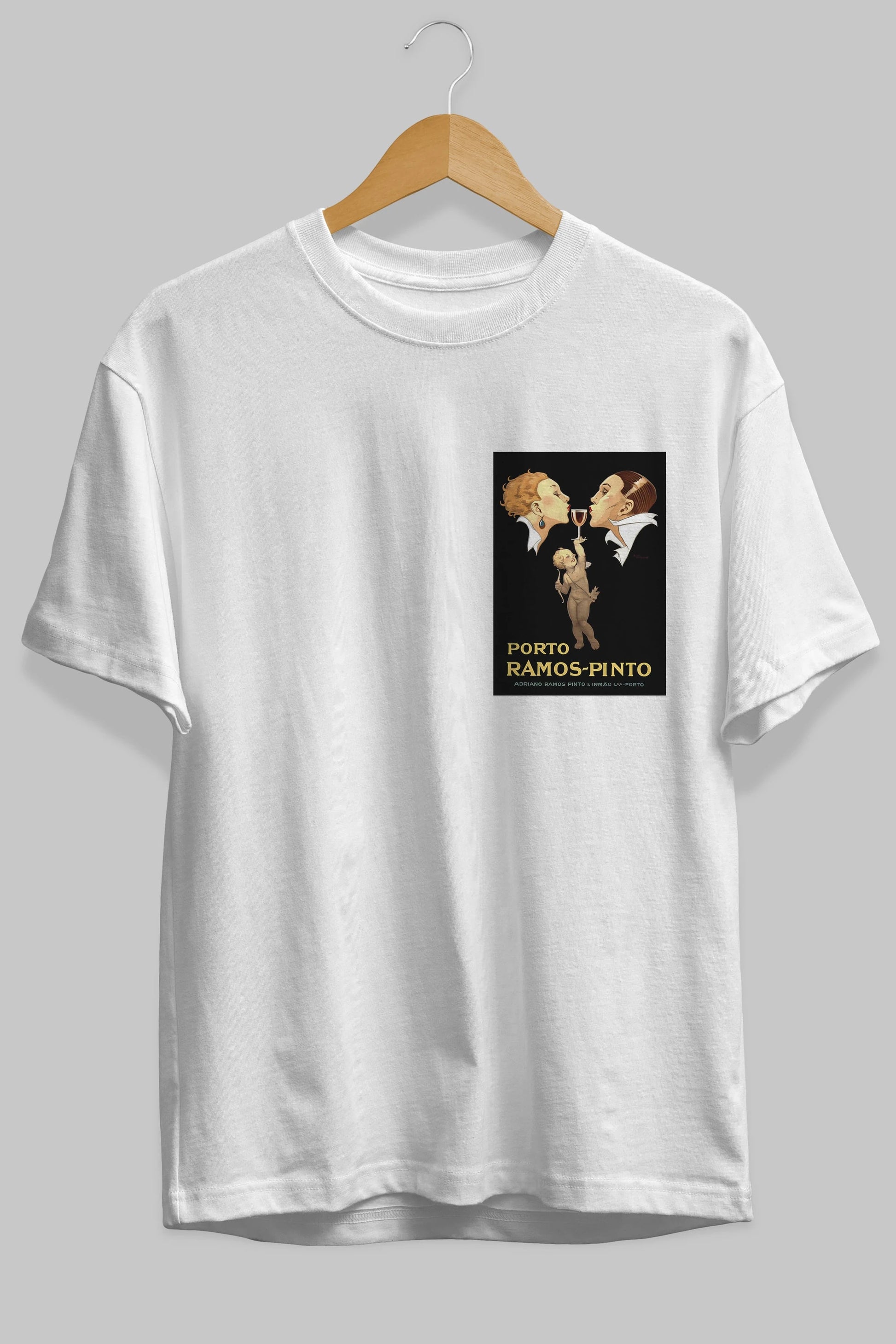 Porto Ramos Pinto Ön Sol Baskılı Oversize t-shirt Erkek Kadın Unisex %100 Pamuk Bisiklet Yaka tişort