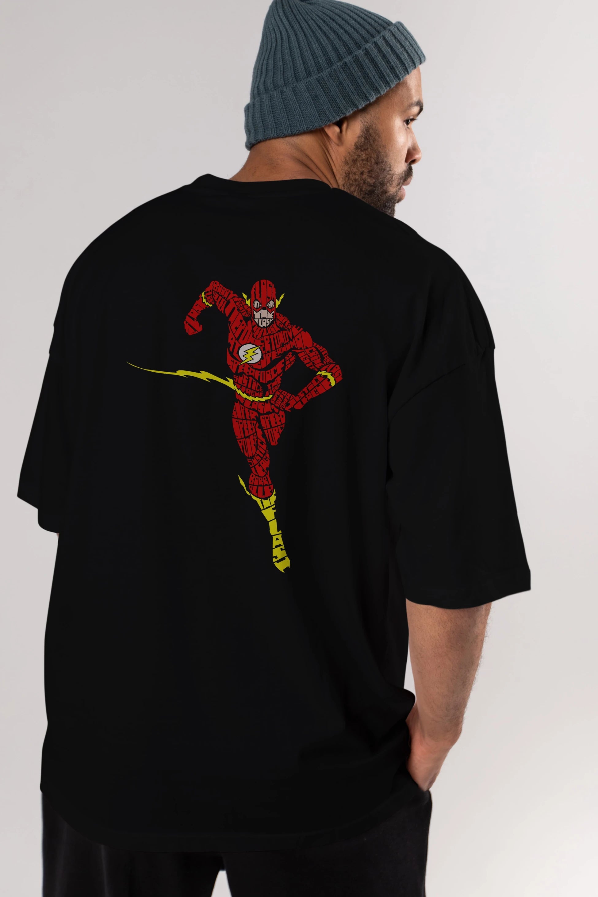 The Flash Arka Baskılı Oversize t-shirt %100 pamuk Erkek Kadın Unisex