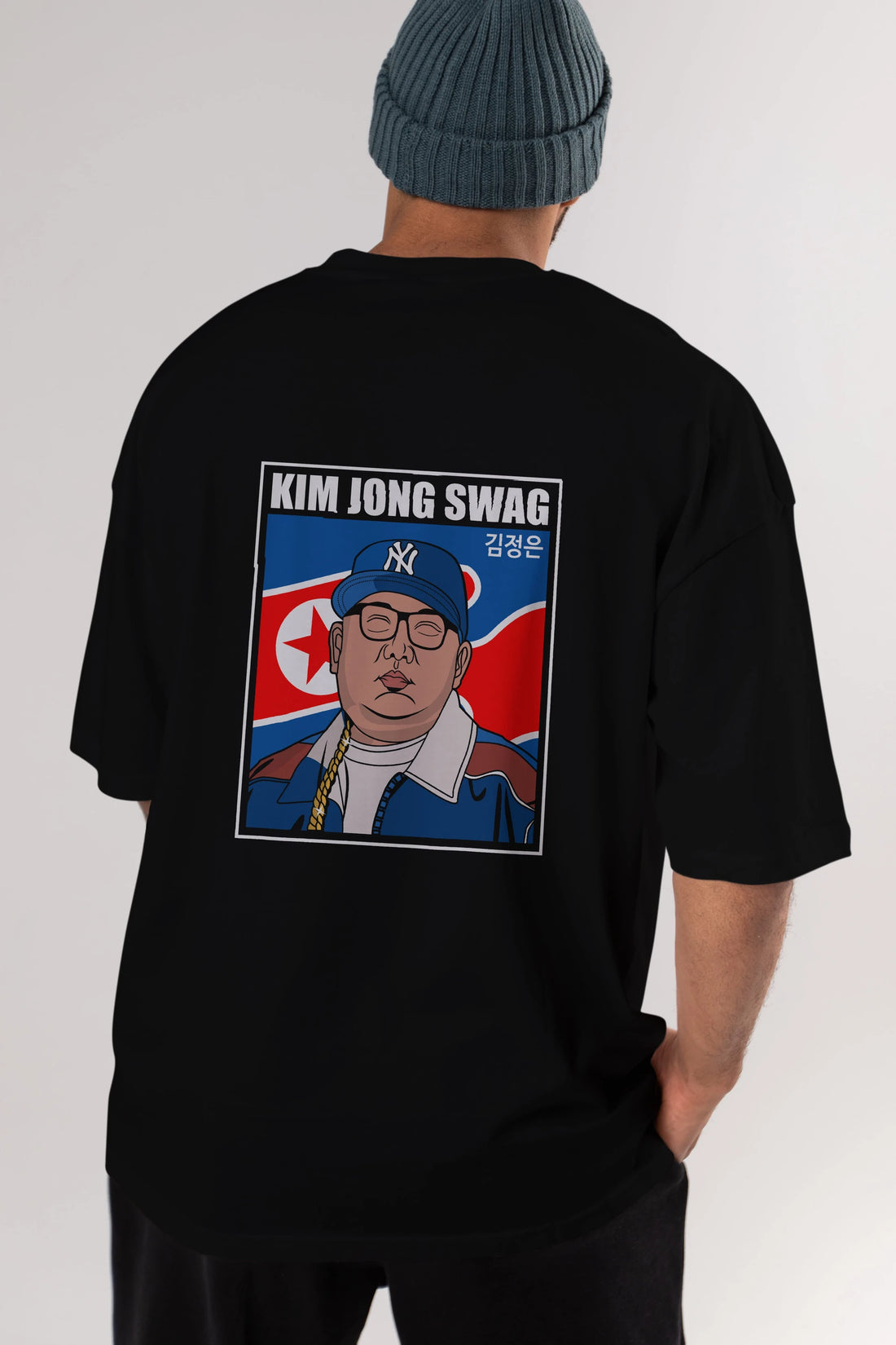 King Jong Swag Arka Baskılı Oversize t-shirt Erkek Kadın Unisex %100 Pamuk tişort