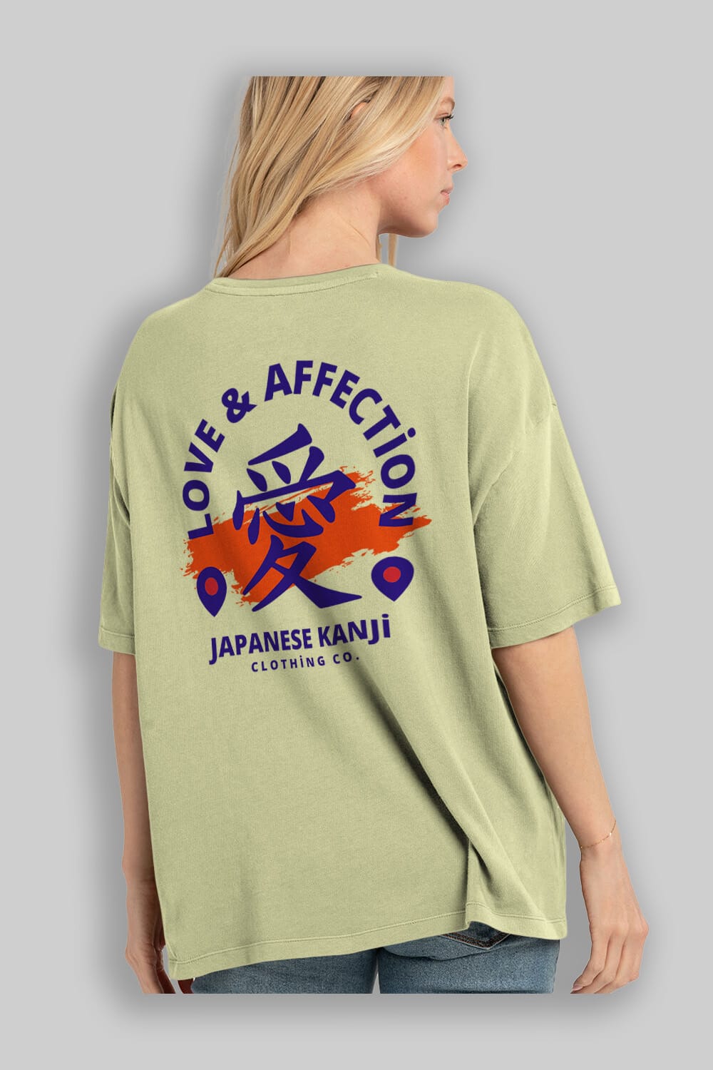 Love Affection Japanese Yazılı Arka Baskılı Oversize t-shirt Erkek Kadın Unisex