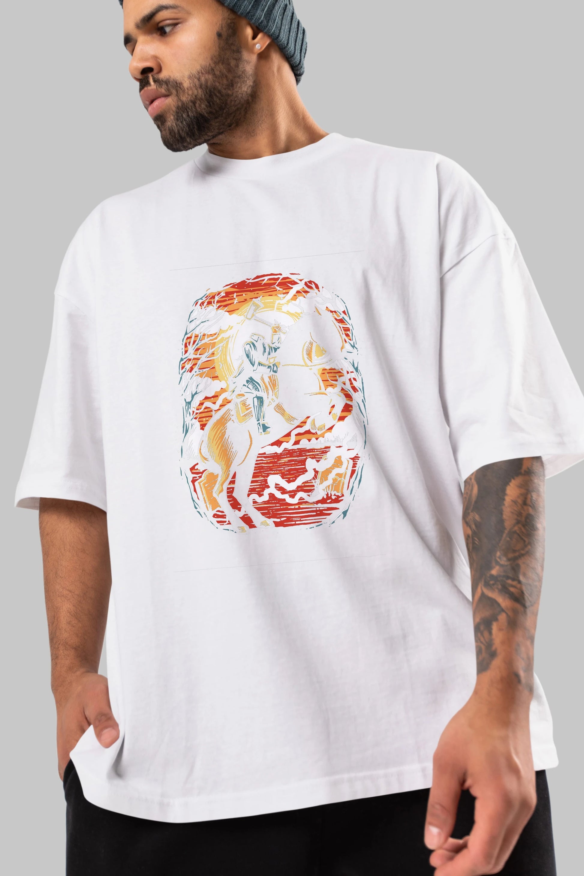 Headless Horseman Ön Baskılı Oversize t-shirt Erkek Kadın Unisex %100 Pamuk tişort