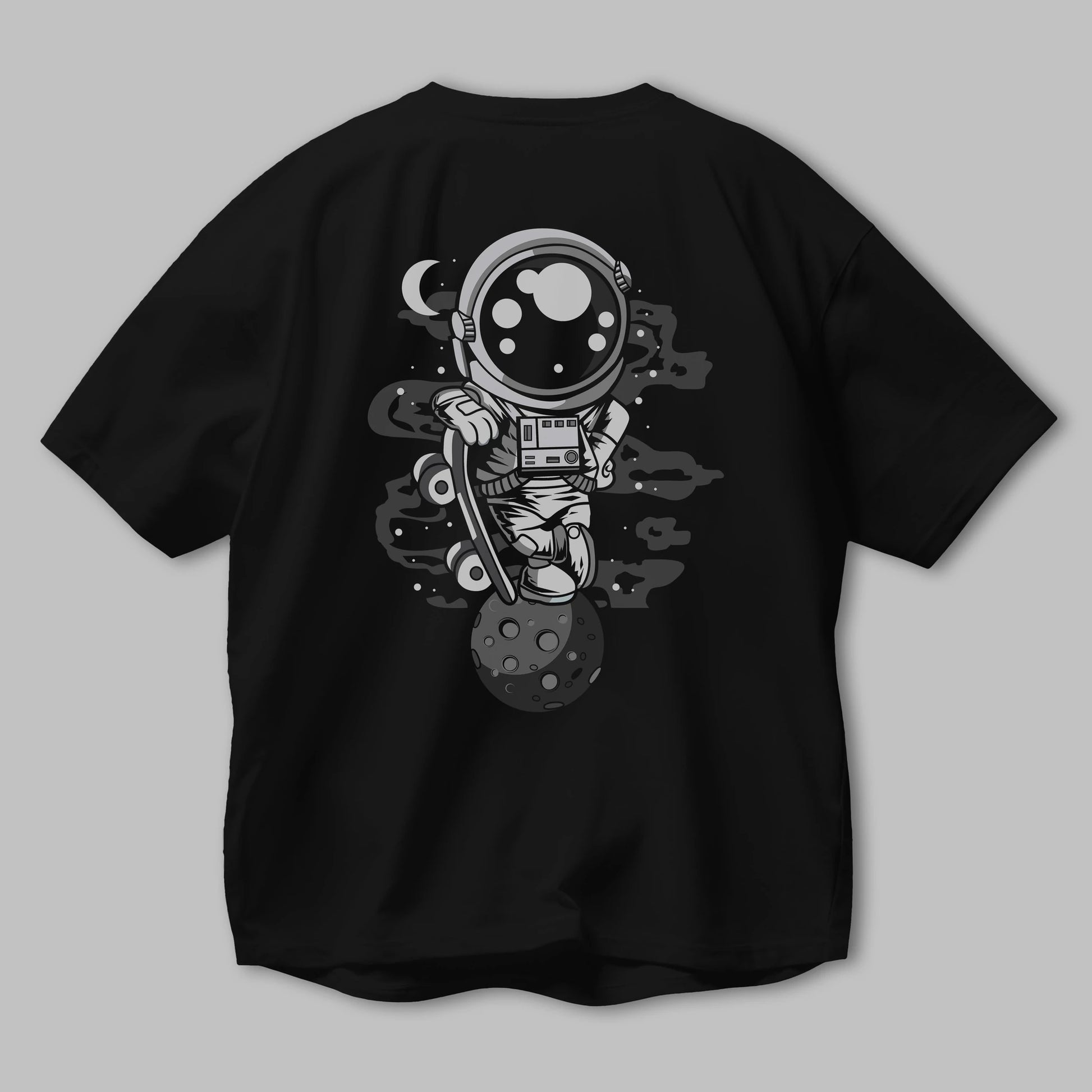 Astronaut Skater Boy Arka Baskılı Oversize t-shirt Erkek Kadın Unisex