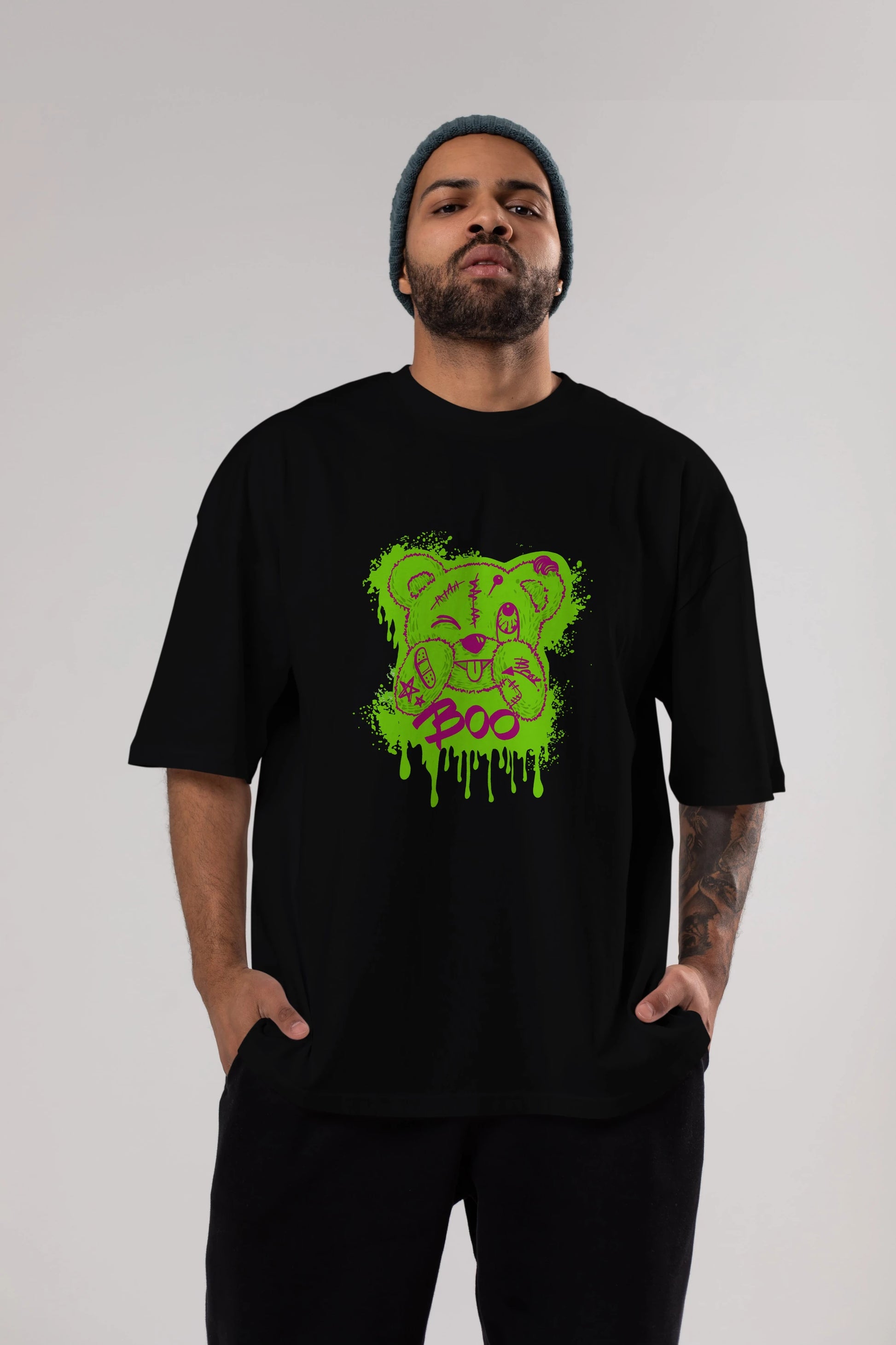 Boo  Bear Ön Baskılı Oversize t-shirt Erkek Kadın Unisex