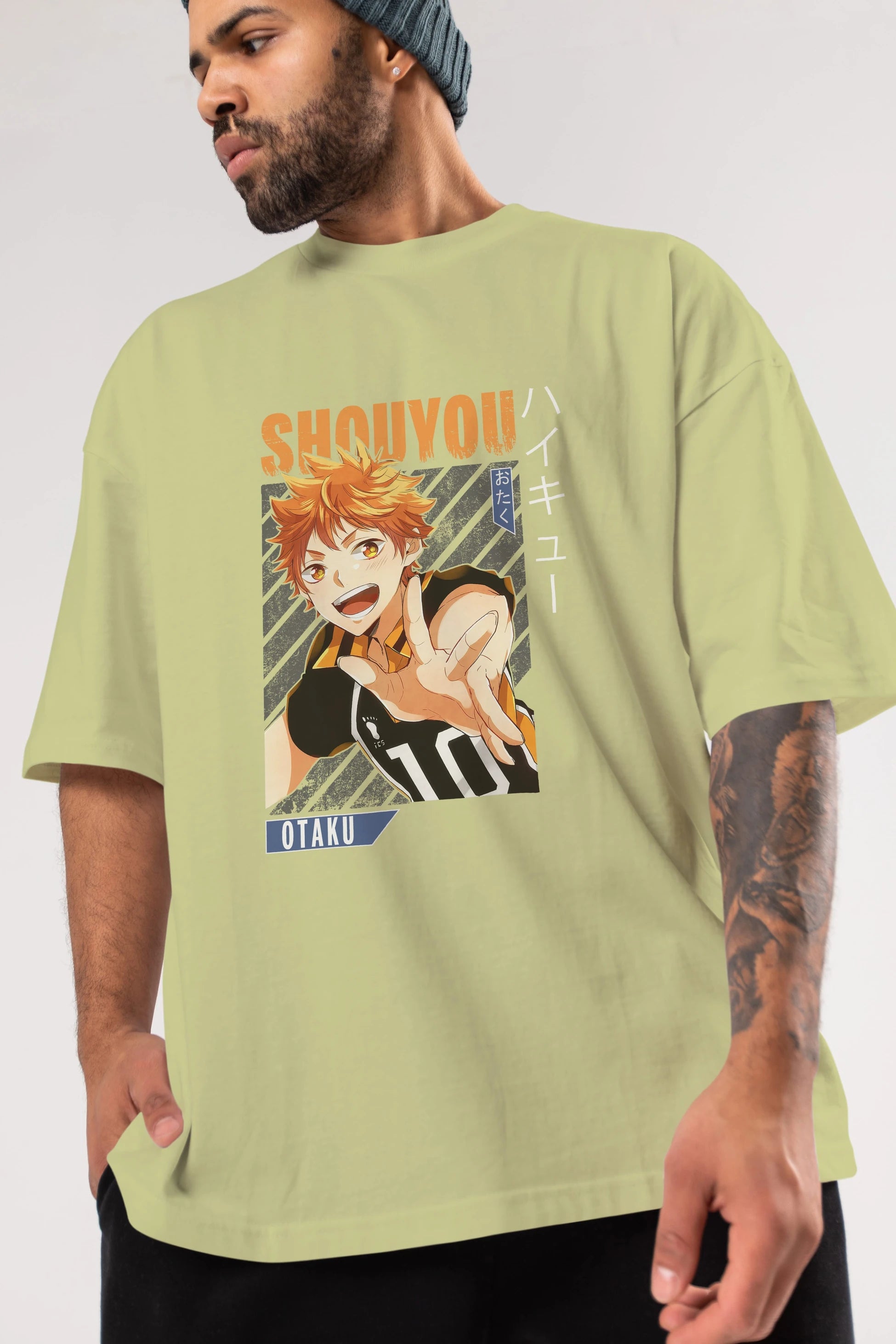Shouyou Hinata 9 Anime Ön Baskılı Oversize t-shirt %100 pamuk Erkek Kadın Unisex
