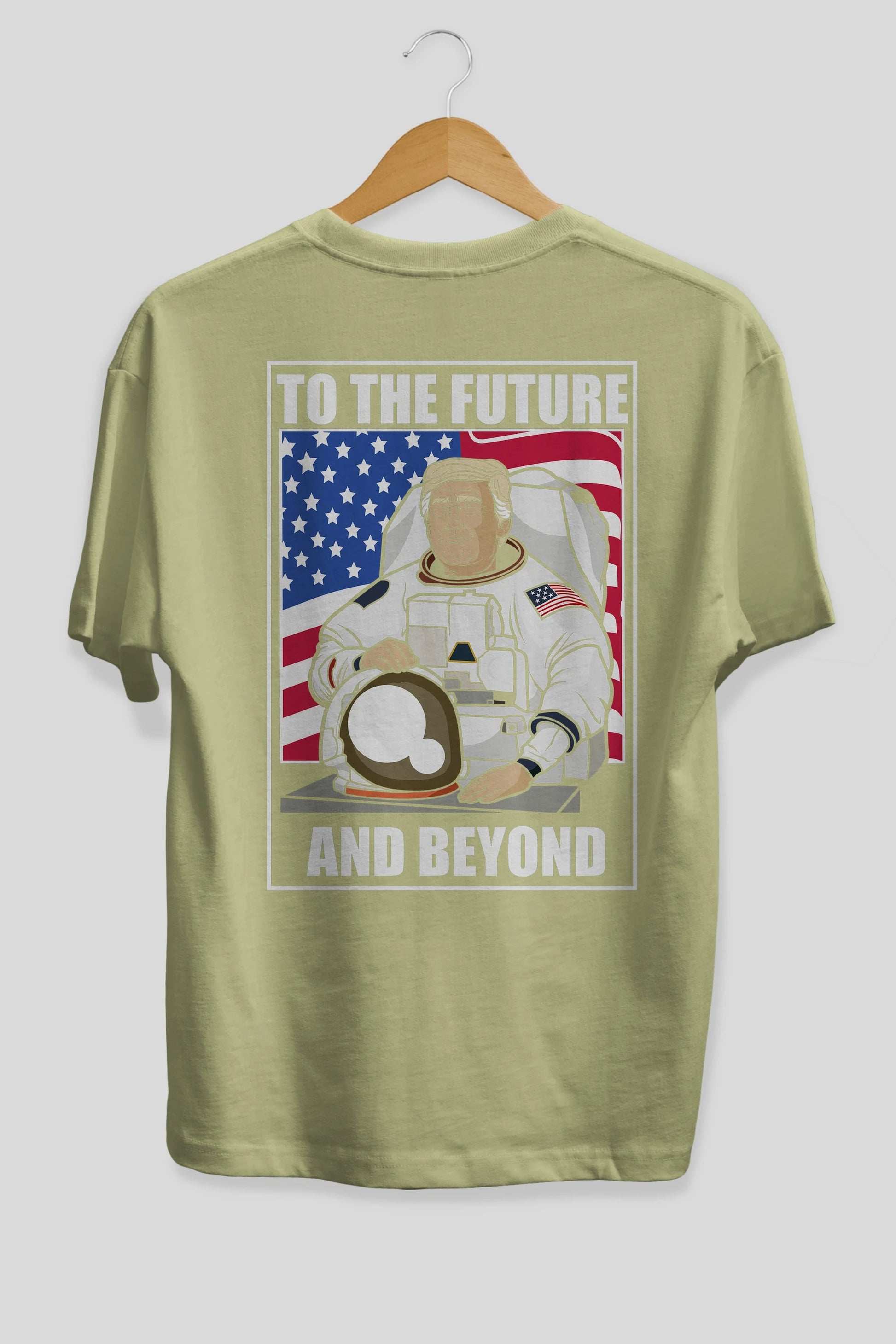 Trumpstronaut Arka Baskılı Oversize t-shirt Erkek Kadın Unisex %100 Pamuk tişort
