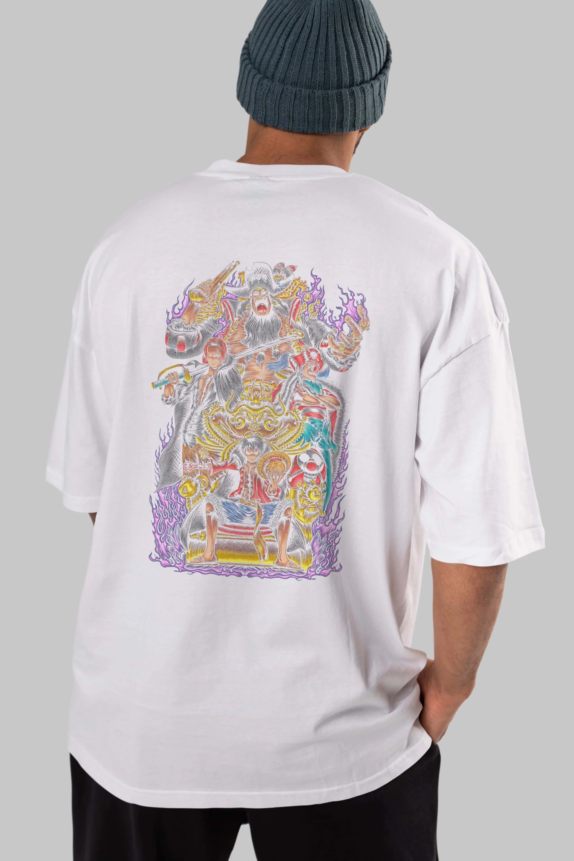 ONE PIECE (8) Anime Arka Baskılı Oversize t-shirt Erkek Kadın Unisex