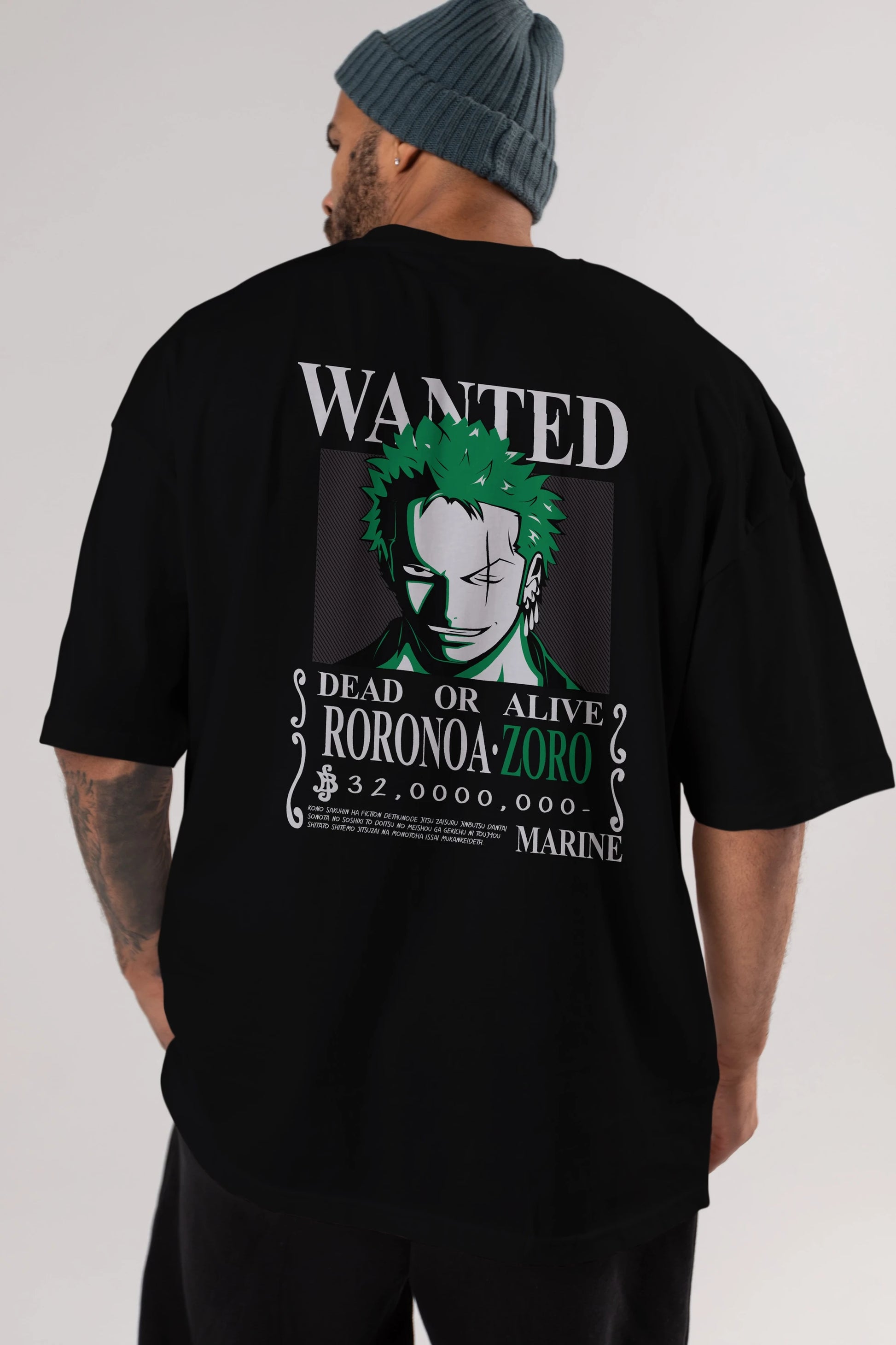 Roronoa Zoro Anime Arka Baskılı Oversize t-shirt Erkek Kadın Unisex %100 pamuk tişort