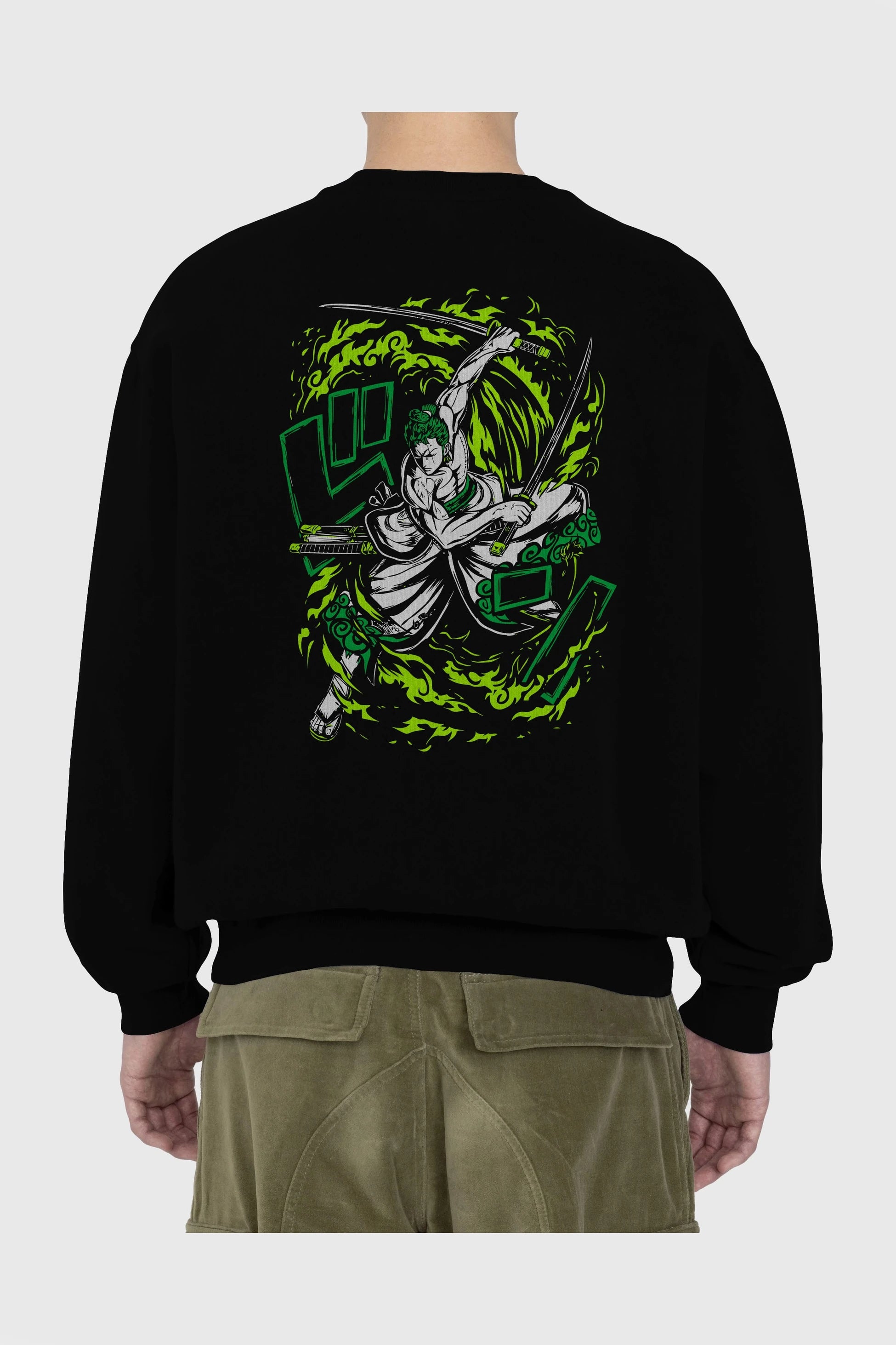 ZORO-ONE PIECE (2) Anime Arka Baskılı Oversize Sweatshirt Erkek Kadın Unisex