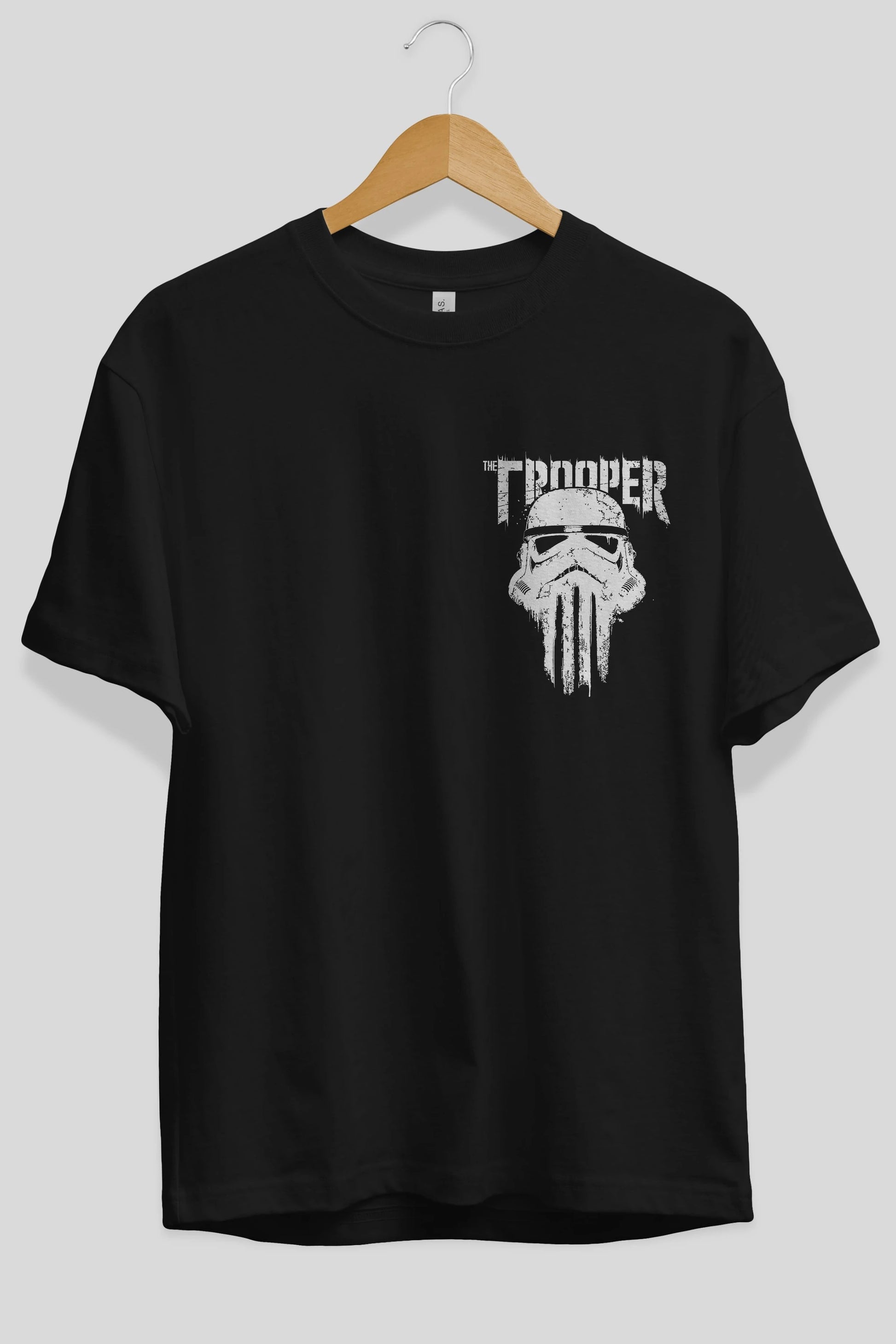 The Trooper Ön Sol Baskılı Oversize t-shirt Erkek Kadın Unisex %100 Pamuk Bisiklet Yaka tişort