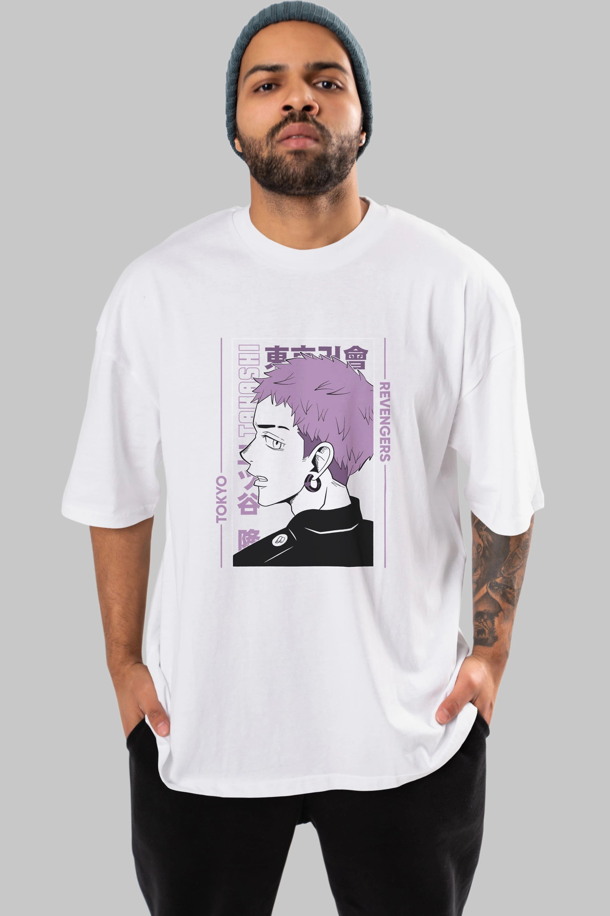 Takashi Mitsuya Anime Ön Baskılı Oversize t-shirt %100 pamuk Erkek Kadın Unisex