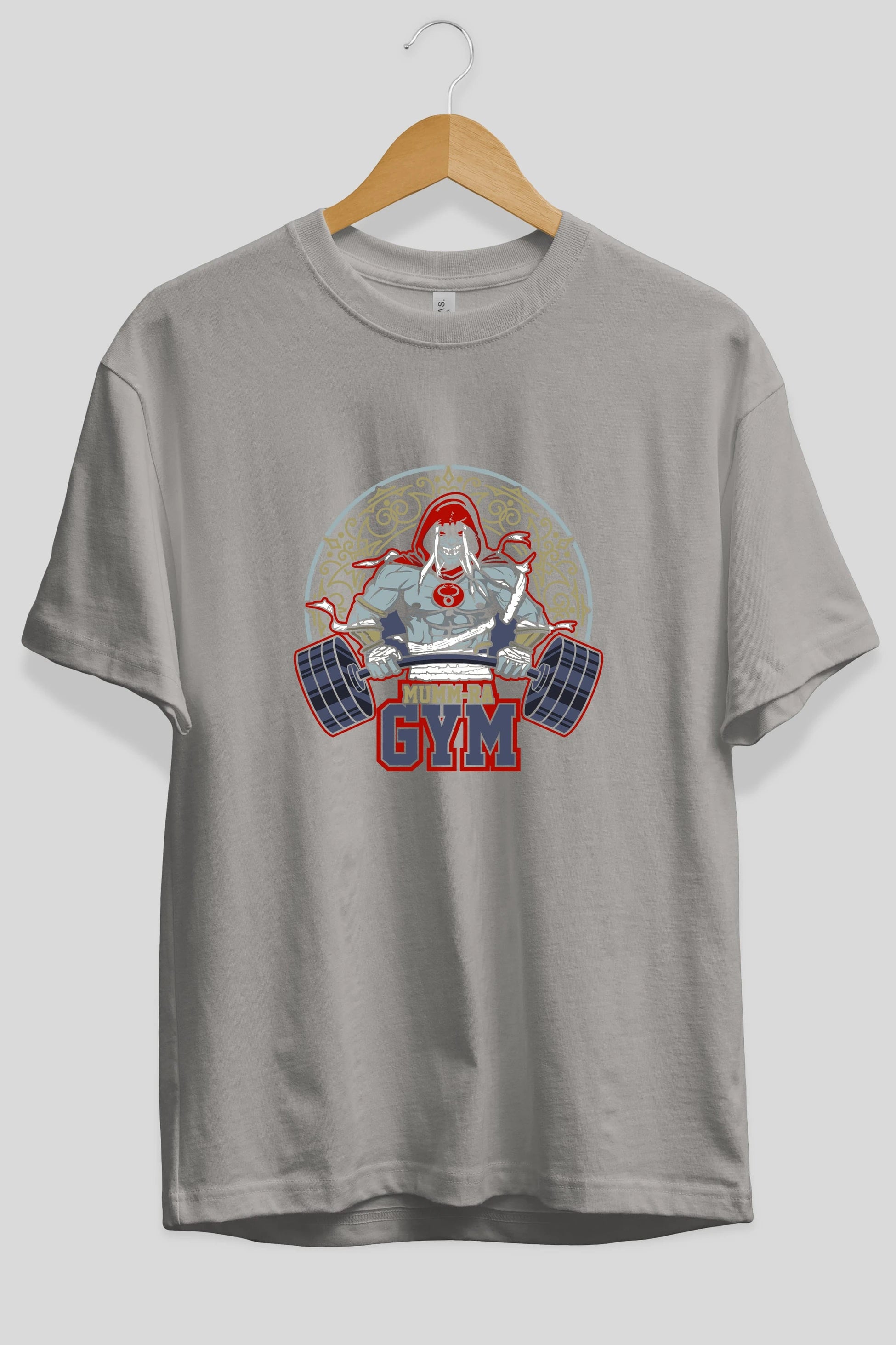 Mumm-ra GYM Ön Baskılı Oversize t-shirt Erkek Kadın Unisex %100 Pamuk Bisiklet Yaka tişort