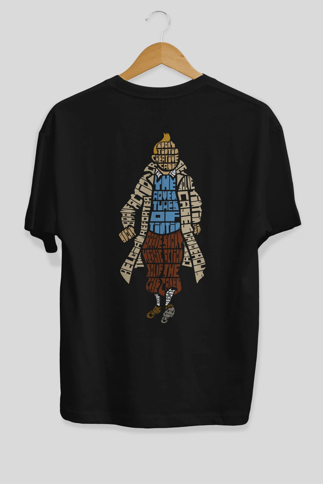 Tin Tin Arka Baskılı Oversize t-shirt %100 pamuk Erkek Kadın Unisex