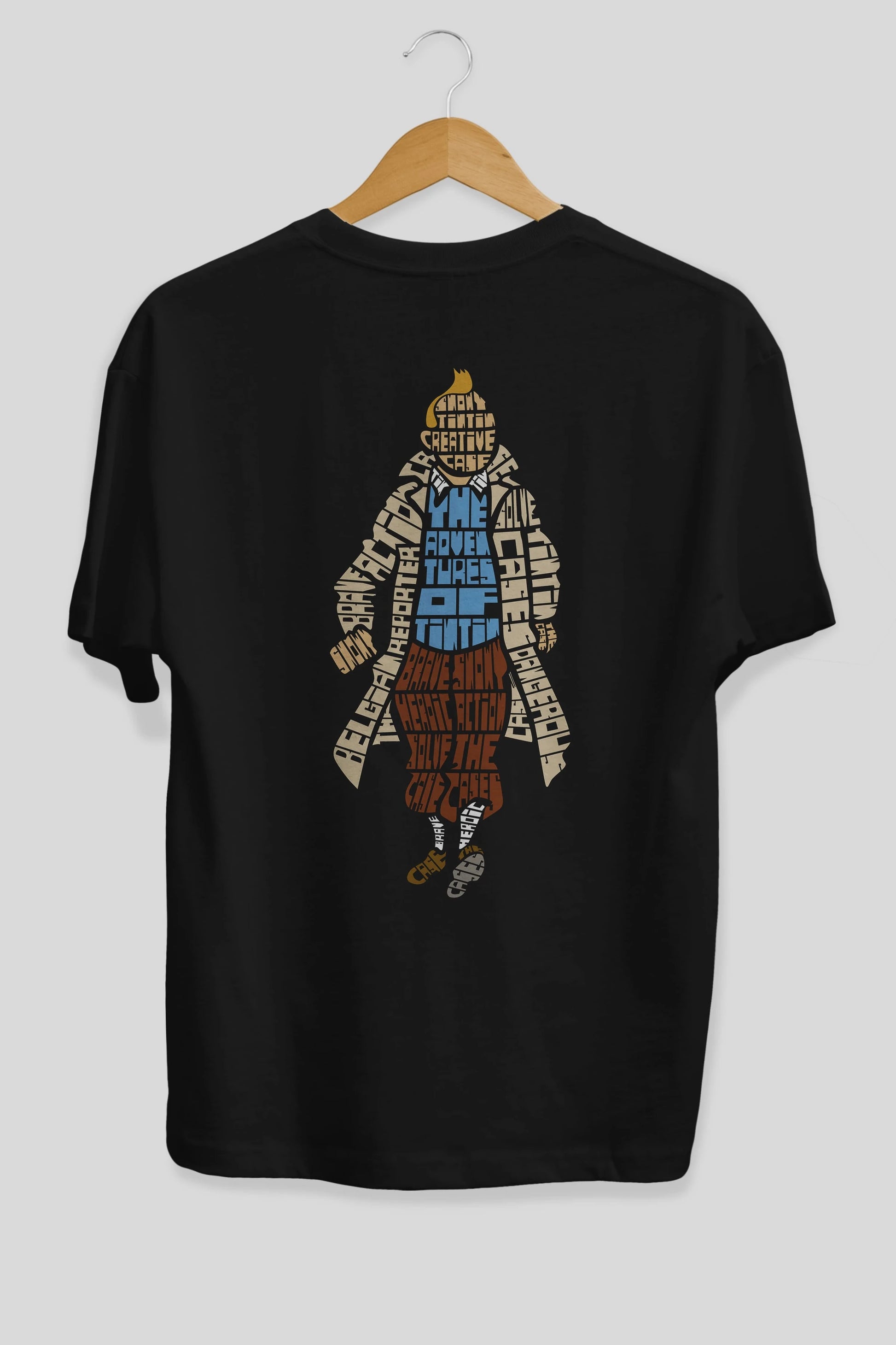 Tin Tin Arka Baskılı Oversize t-shirt %100 pamuk Erkek Kadın Unisex